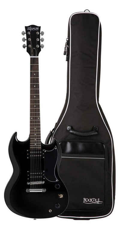 Shaman E-Gitarre DCX-100 - Double Cut-Bauweise - Mahagoni Hals - Macassar-Griffbrett, Tonabnehmer: 2x Humbucker, Set inkl. Gigbag