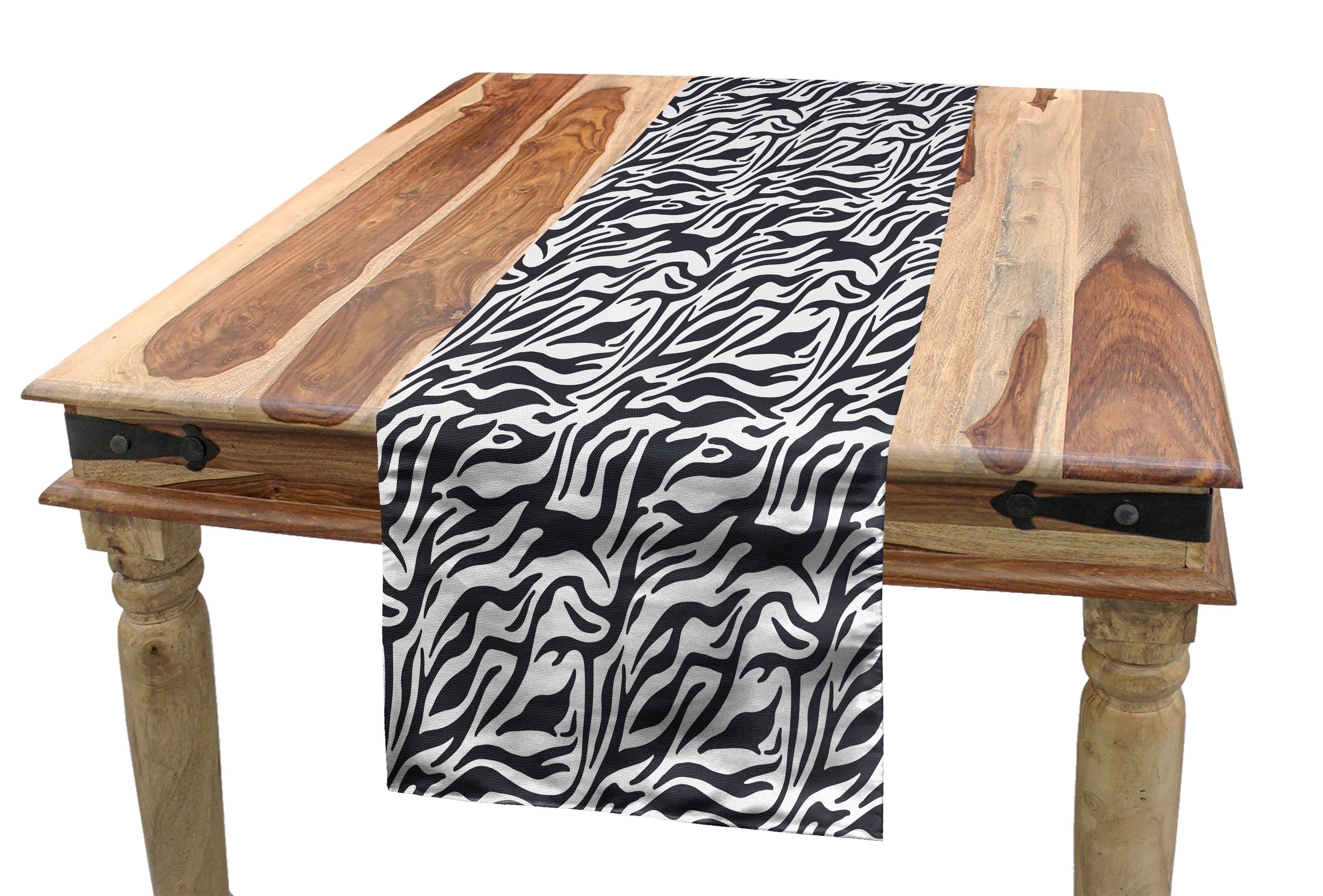 Abakuhaus Tischläufer Esszimmer Küche Dekorativer Rechteckiger Tischläufer, Tier-Tier-Streifen Safari Wellenförmige