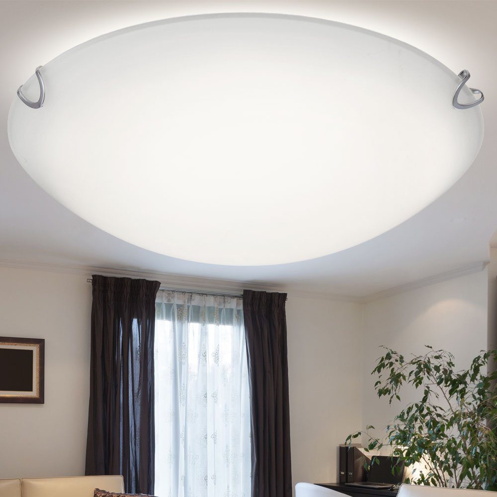 fest Wohnzimmerlampe LED weiß Decken Deckenleuchte Warmweiß, Deckenleuchte, LED LED-Leuchtmittel verbaut, Deckenlampe etc-shop Glas