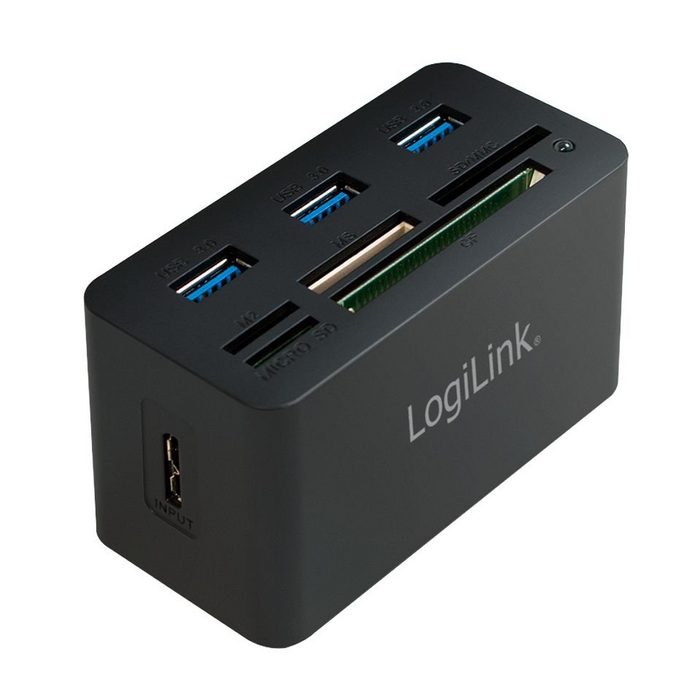 LogiLink Speicherkartenleser USB 3.0 Hub mit All-in-One Card Reader bis 5 Gbit/s Multikartenleser