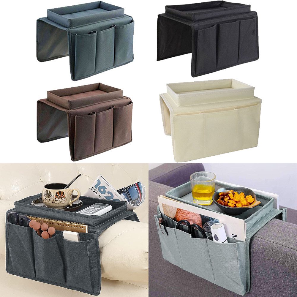 PRIISF Tabletttisch Sesseltisch Sofa Armlehne Tablett Tisch Sofatablett Couch Armtablett (Rutschfest Tablett Clip auf Sofa Beistelltisch Sessel Traycouch Armlehnentisch, Rutschfest Coucharm-Tisch Halterung faltbar Armlehnentablett Organizer), für Getränke, Snacks, Magazin, Fernbedienung, Essen und Trinken