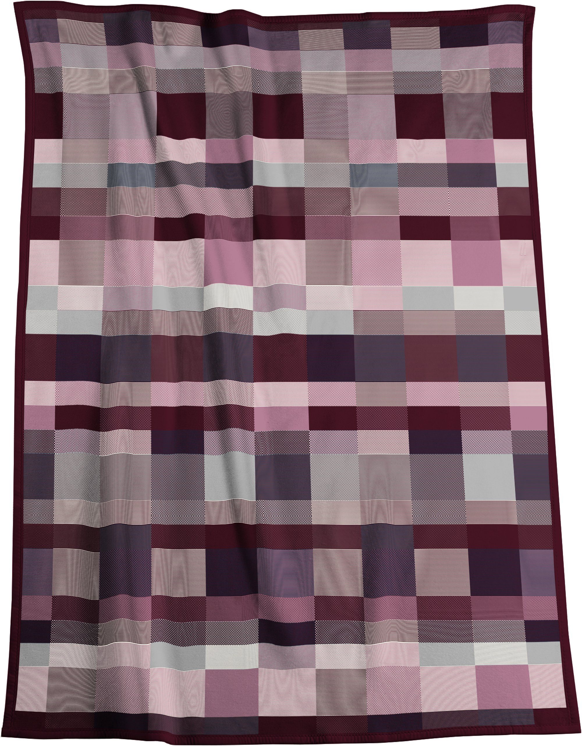 Wohndecke Color Squares berry, rosa karierte Sofadecke in 150x200 cm, Biederlack, Decke aus Baumwollmischgewebe, Made in Germany – Bild 4 von 5