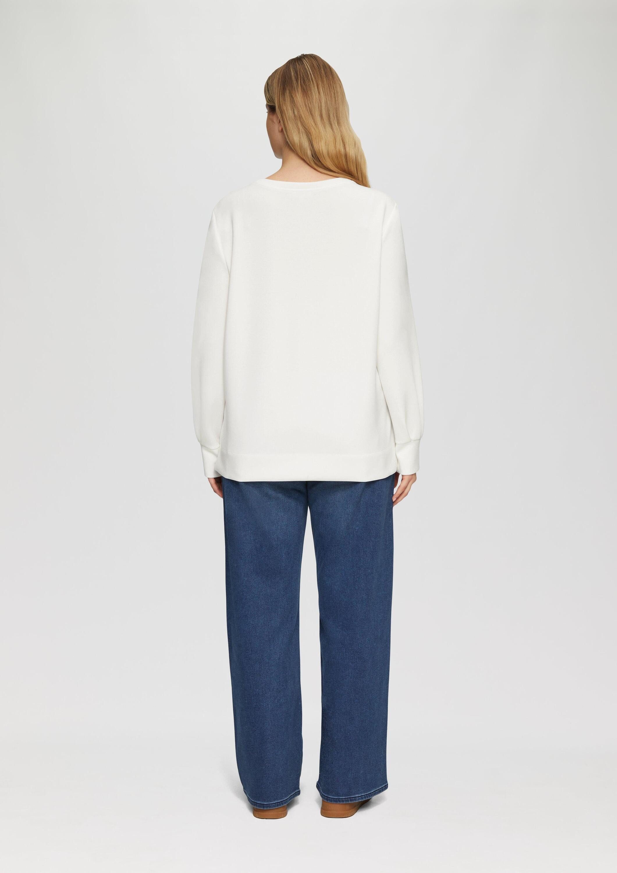 s.Oliver Sweatshirt Sweatshirt Scuba-Sweatshirt mit weiten Ärmeln