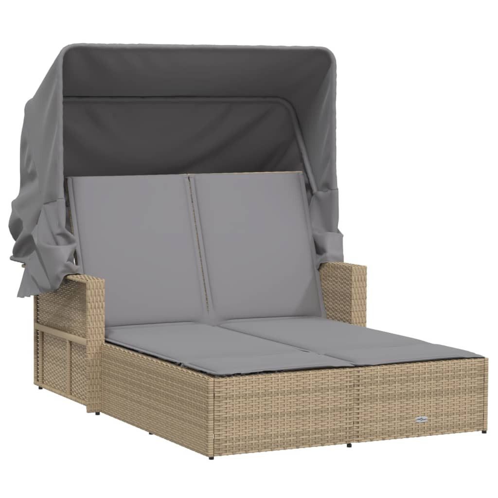 vidaXL Gartenliege Doppel-Sonnenliege mit Dach und günstig online kaufen