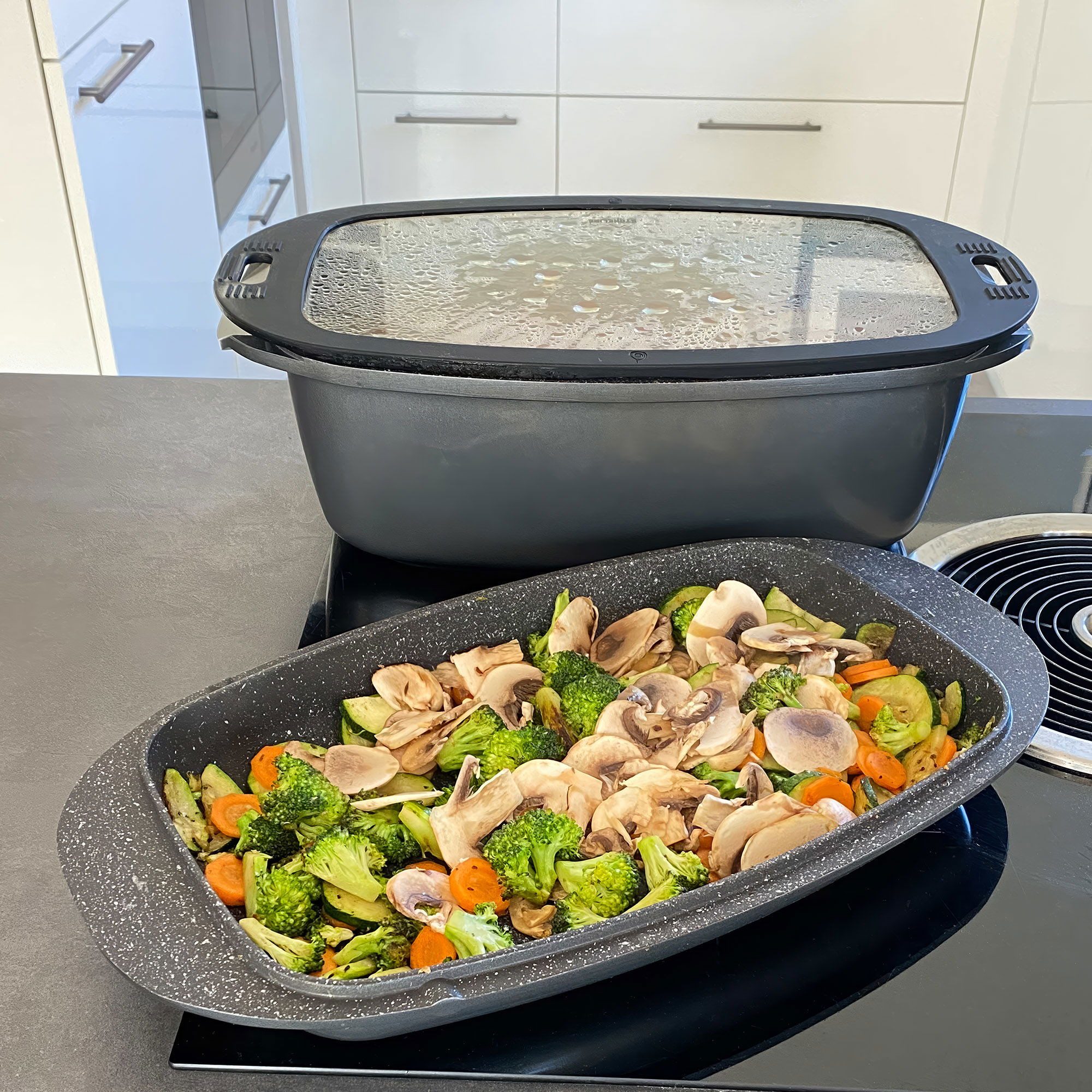 STONELINE Bräter, Aluminiumguss (5-tlg), Multifunktional – braten, backen, grillen, dämpfen, schmoren u.v.m.