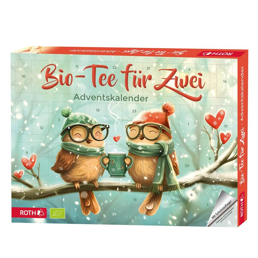 Roth Adventskalender Bio-Tee-Adventskalender für Zwei, 2x24 Teebeutel für gemeinsamen Genuss im Advent
