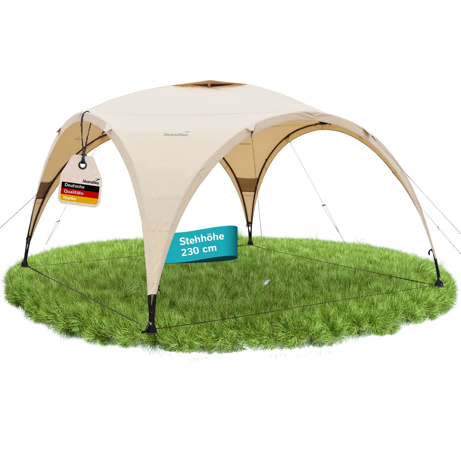 Skandika Pavillon Ascot 426 Technische Baumwolle, Technical Cotton, Durchlaufhöhe 190 cm, (230 cm Stehhöhe, wetterfest, Regenschutz, Stahlstangen), Wettergeschützte Ventilationsöffnungen im Dach, Sonnenschutz UPF 50+