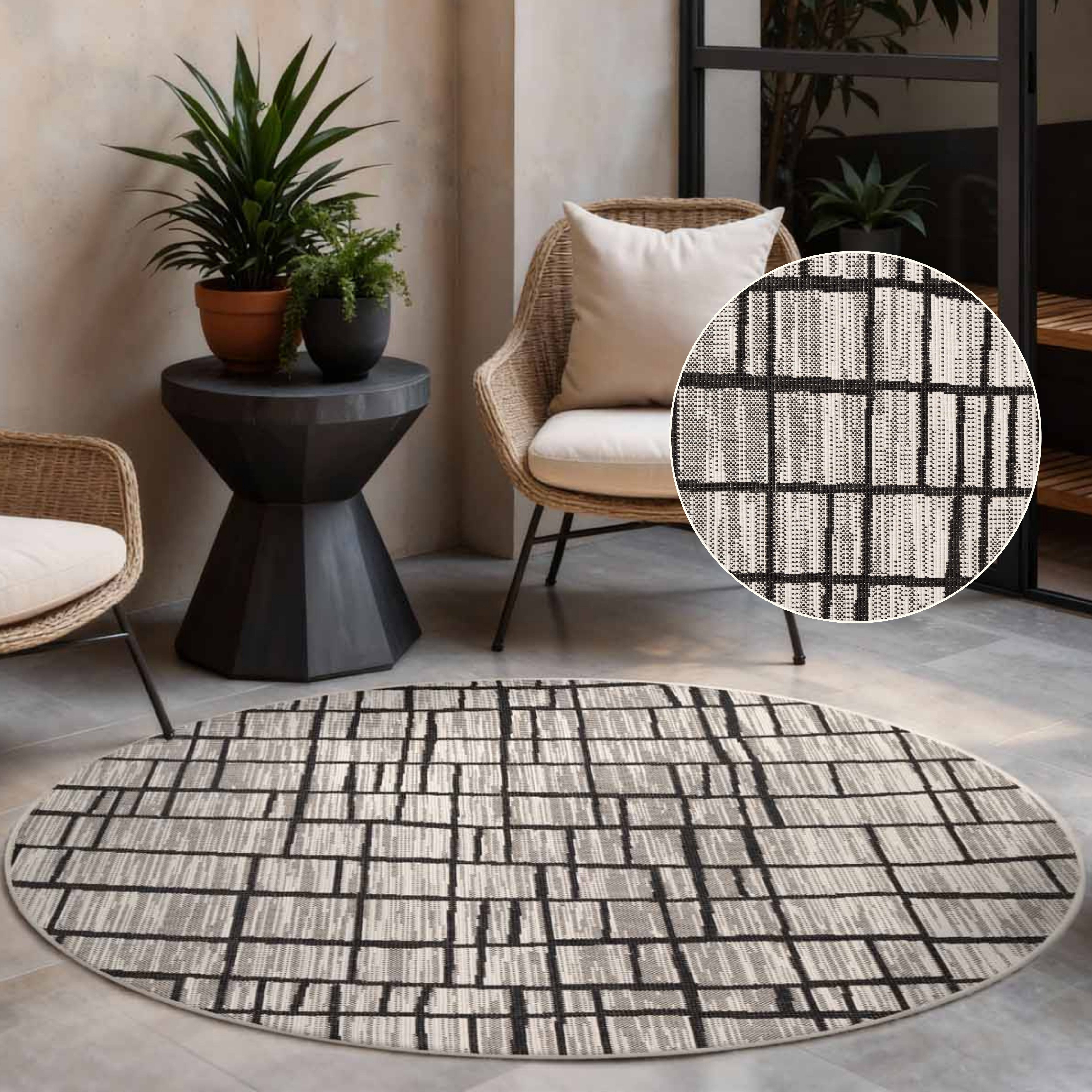 Ted Baker Teppich Crouch, Wendeteppich, rund, Höhe: 8 mm, Designteppich, Wetterfest, Pflegeleicht, Modern, Wohnzimmer, Terrasse