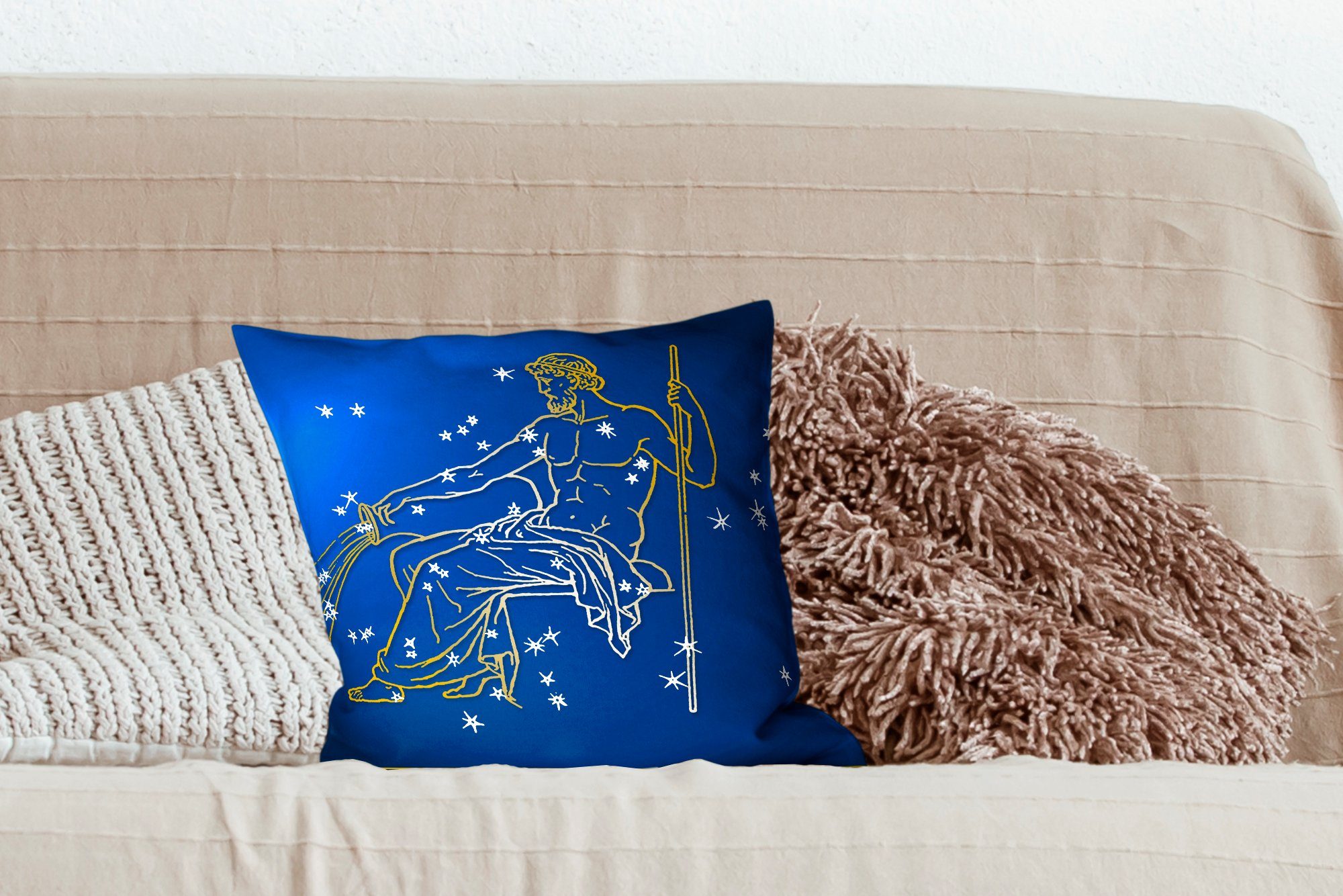 Schlafzimmer, - Deko, Sterne, Zierkissen mit Wassermann für Dekokissen MuchoWow Sofakissen Sternbild - Wohzimmer, Füllung