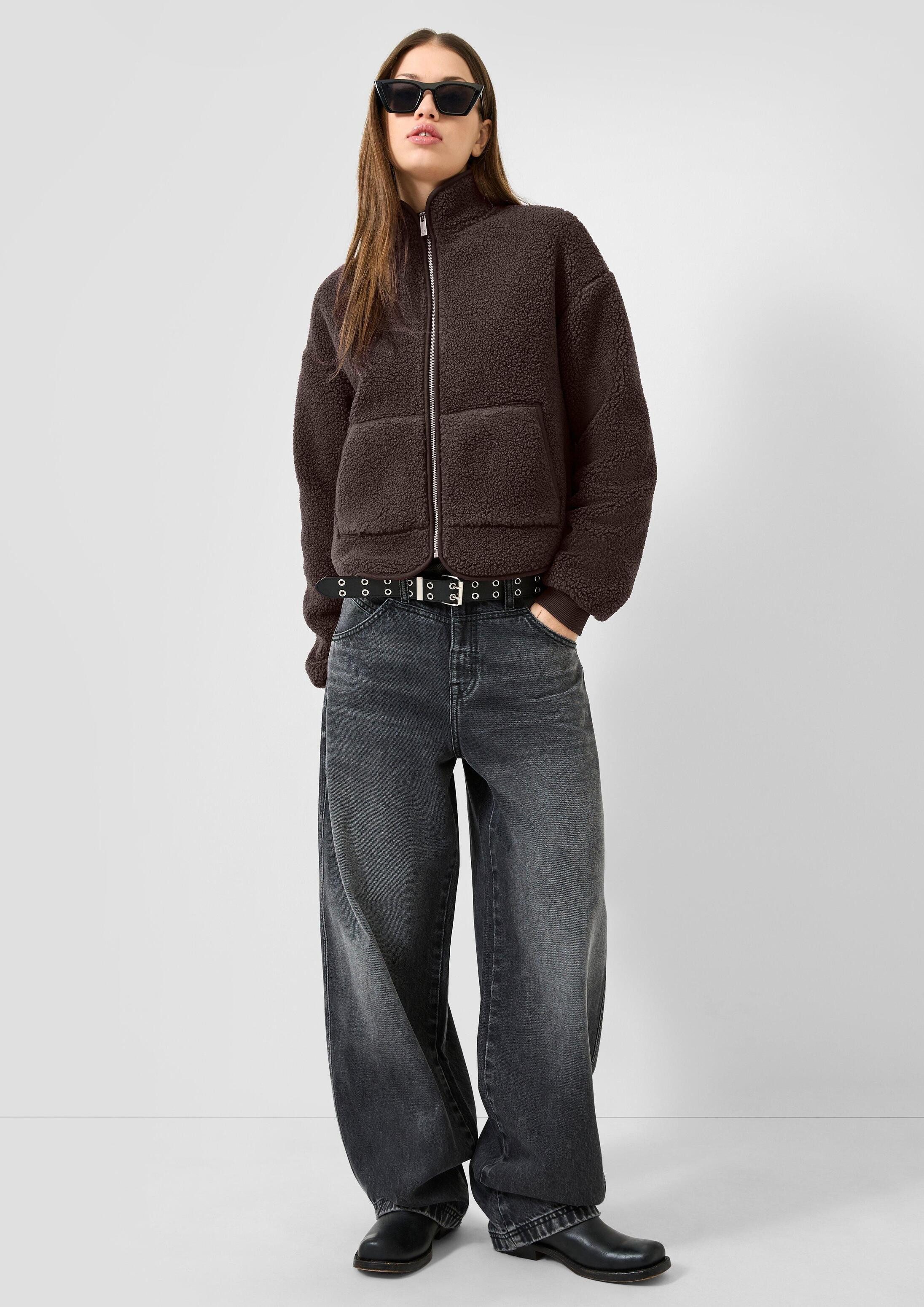 QS Funktionsjacke Sweatshirt Teddyjacke mit aufgesetzten Taschen – Bild 5 von 5