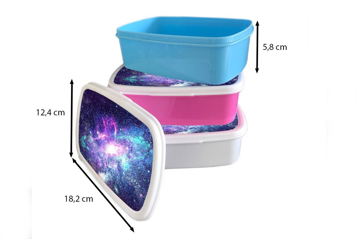 MuchoWow Lunchbox Weltraum Brotdose, und - Erwachsene, Jungs und weiß Blau Mädchen (2-tlg), Kunststoff, Sterne, für - Kinder für Brotbox