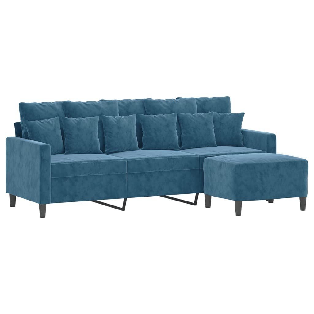 vidaXL Sofa 3-Sitzer-Sofa mit Hocker Blau günstig online kaufen