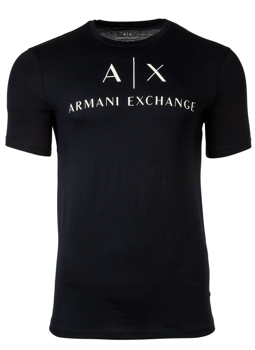 ARMANI EXCHANGE Herren T-Shirt Rundhals, T-Shirt Schriftzug, Marine - Cotton
