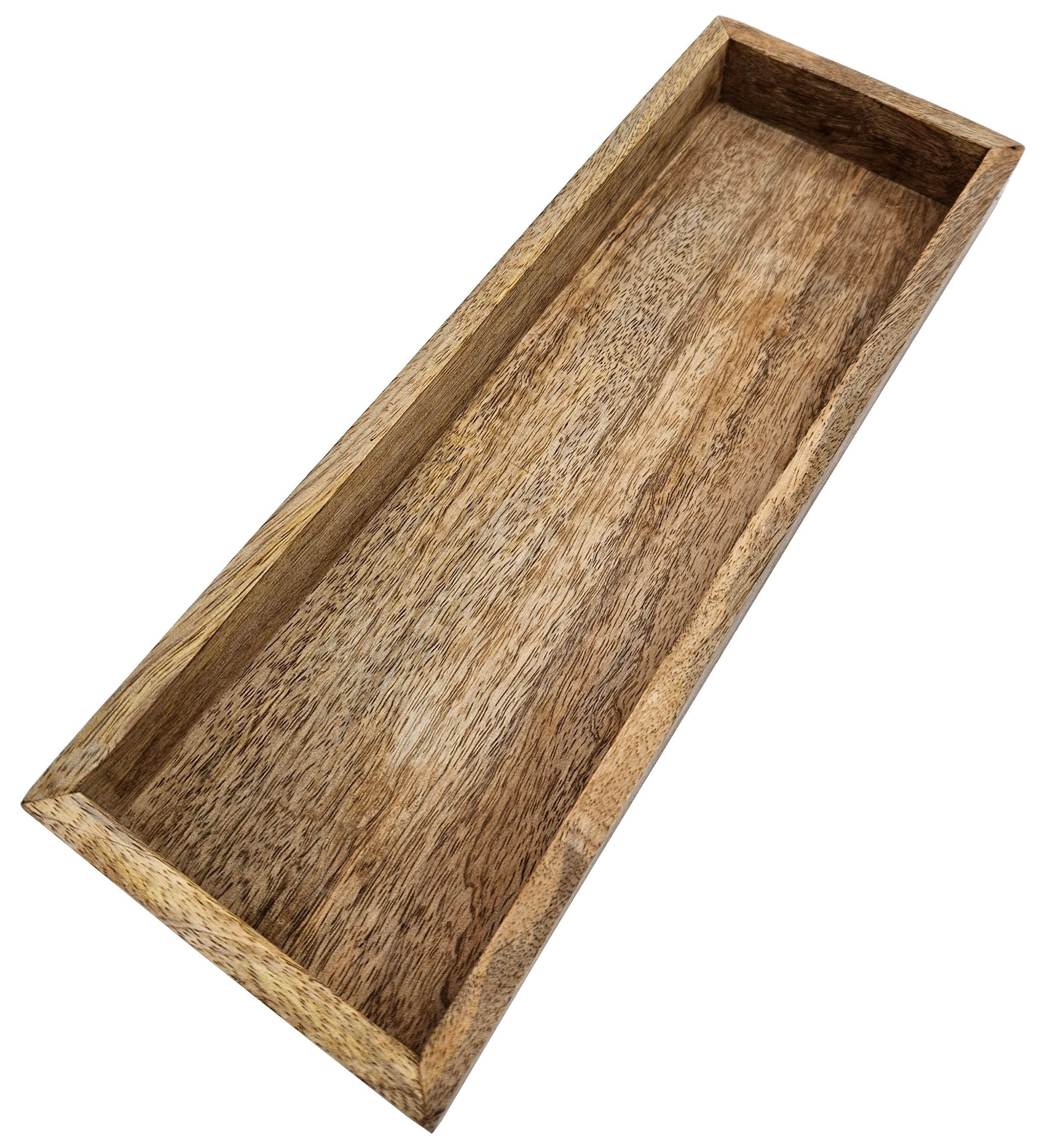 Meinposten Dekotablett Tablett Mangoholz Holztablett Holz Serviertablett 34x12 cm (1 St)