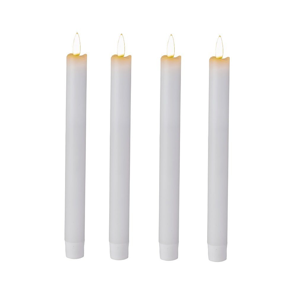 LED-Kerze 4er Set LED Echtwachskerzen cremeweiß FB 2/4/6/8 h Timer Dimmbar 35738