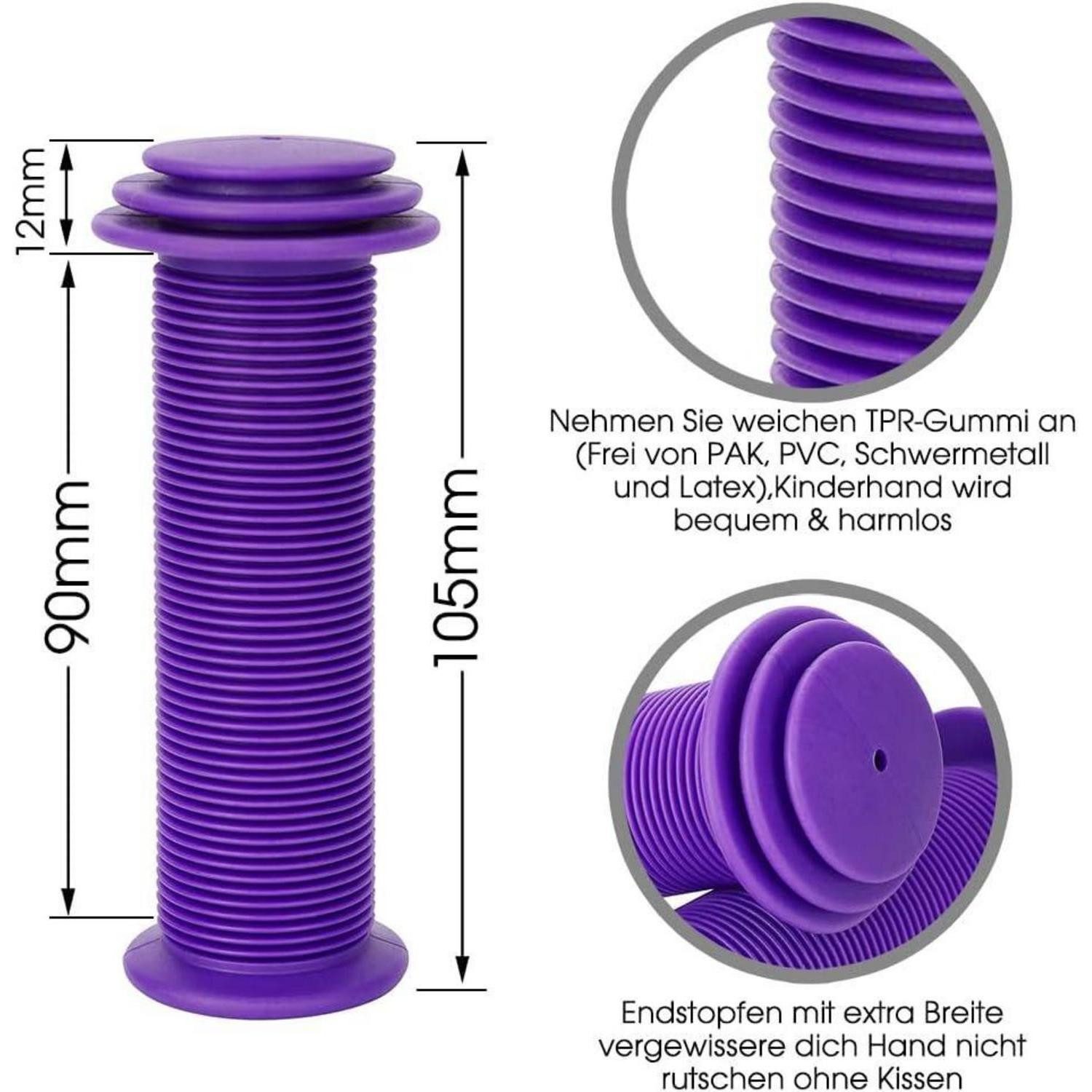 LuxusKollektion Fahrradlenker Fahrradgriffe Kinder 22mm 105mm Prallschutz Dreirad Laufrad Purple
