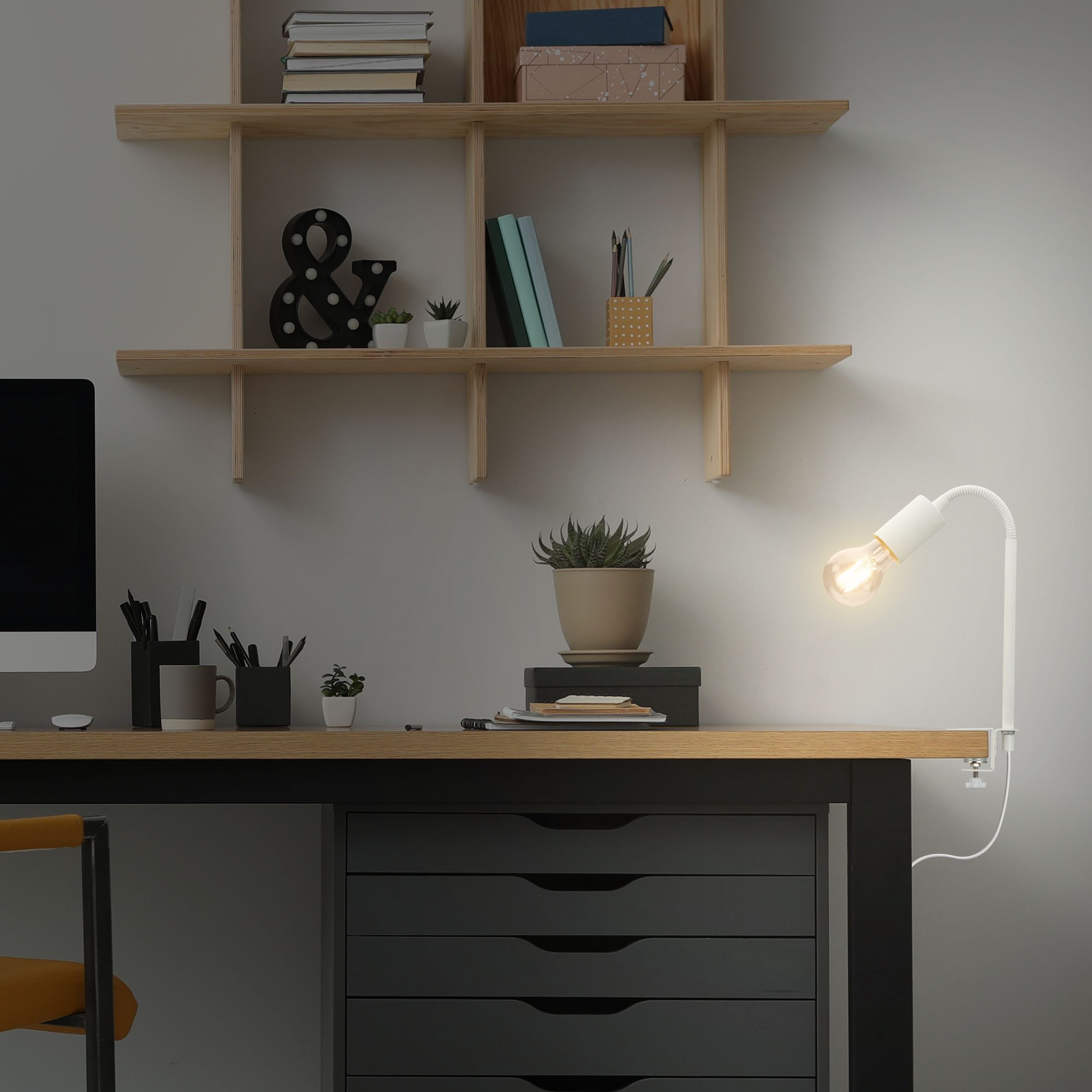 Briloner Leuchten Wandleuchte Wandlampe Extra-Warmweiß flexibler Arm E27, ohne Leuchtmittel, 2700K - Extra - Warmweiß, schwarz, flexibler Arm, Kabelschalter, inkl. Schraubklemme, exkl. E27