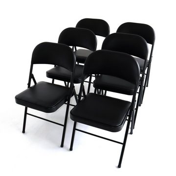 Stalwart Klappstuhl Gästestuhl bis 130 kg klappbar schwarz für Gäste und Veranstaltungen (6er Set), gepolstert, vormontiert, Stabil