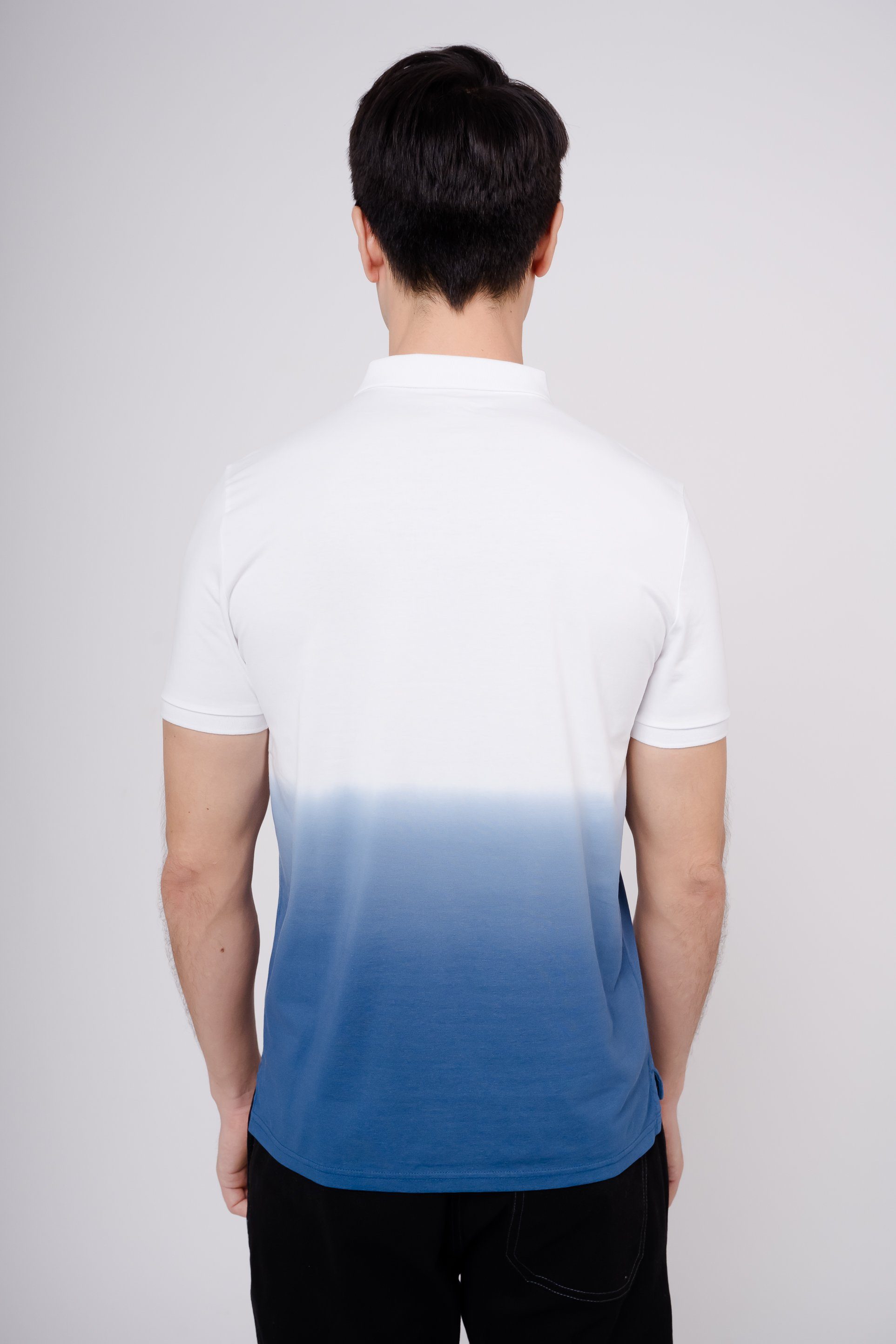 mit blau-weiß GIORDANO Dip Dye-Effekt Poloshirt