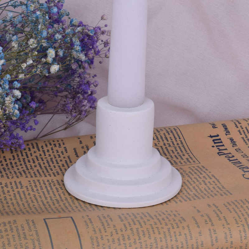 TIVENDIS Kerzenhalter Design Kerzenhalter 2x rund aus Beton weiß (Packung)
