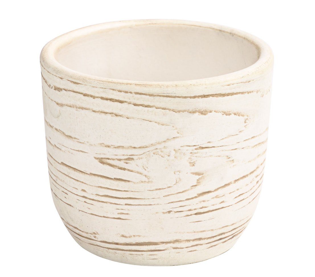 Dehner Übertopf Wood, rund, Keramik Creme | Übertöpfe