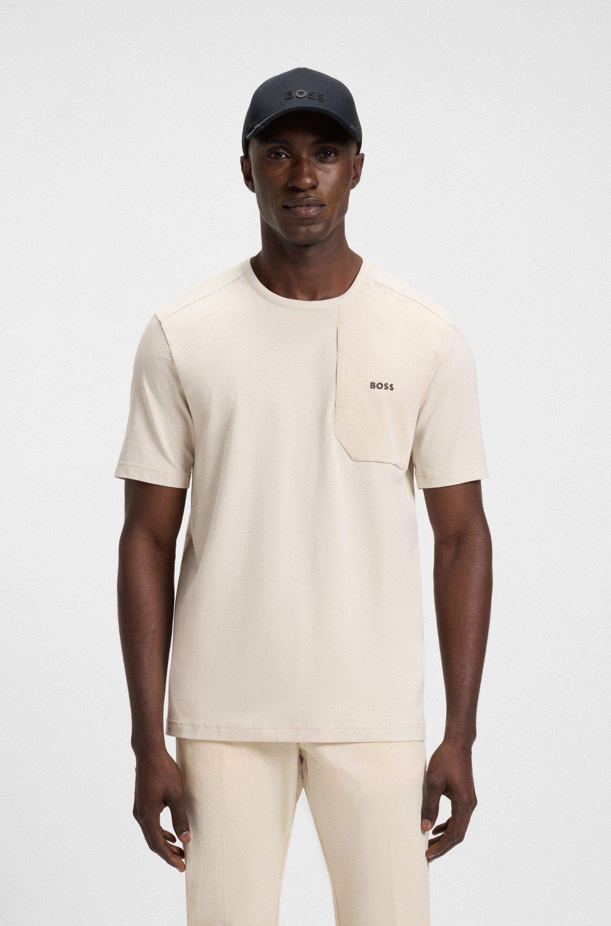 BOSS GREEN T-Shirt Tee PKT Glamping mit Materialmix günstig online kaufen
