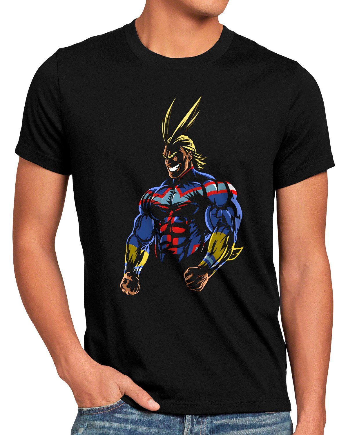 T-Shirt Print-Shirt Herren All Might academia my anime Forever manga style3 hero cosplay