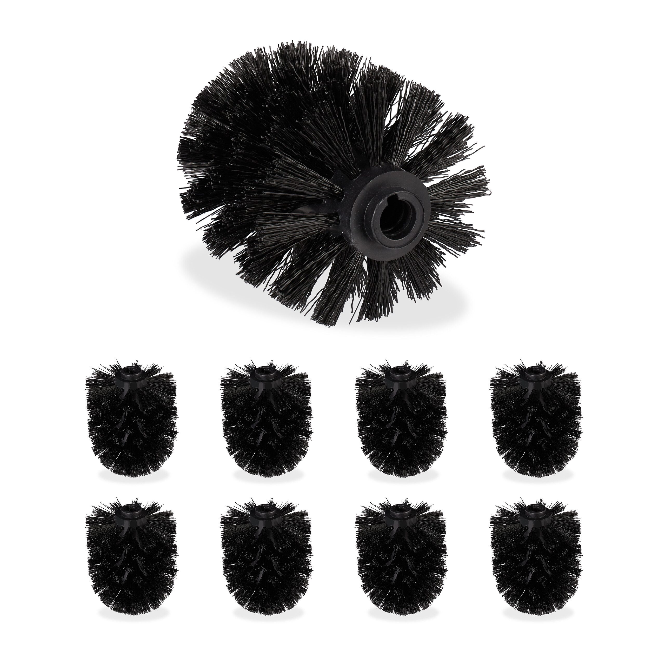 relaxdays Toilettenpapierhalter Klobürste Ersatzbürstenkopf 9er Set, schwar günstig online kaufen