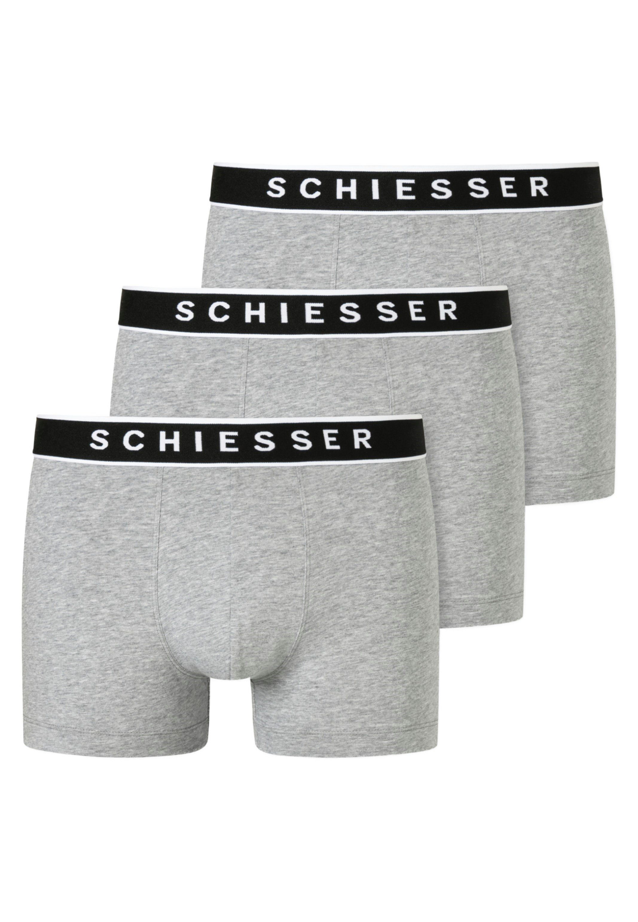 Schiesser Retro Boxer 3er Pant - - Organic - Retro Pack - Grau-Melange Cotton - Short / Ohne 95/5 3-St) (Spar-Set, Eingriff Baumwolle