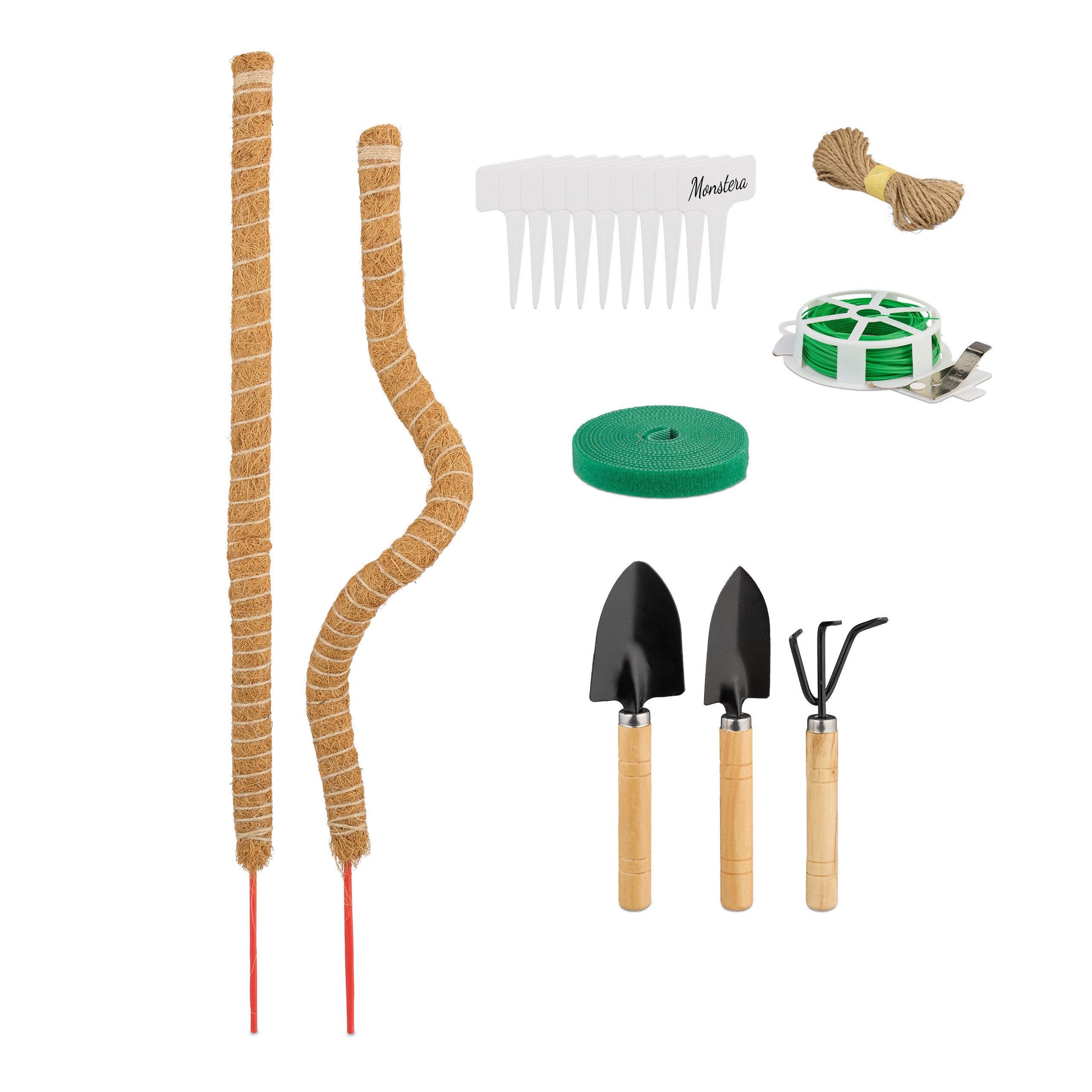 relaxdays Rankhilfe 2er Set Kokosstäbe 65 cm mit Zubehör, 2er Set günstig online kaufen