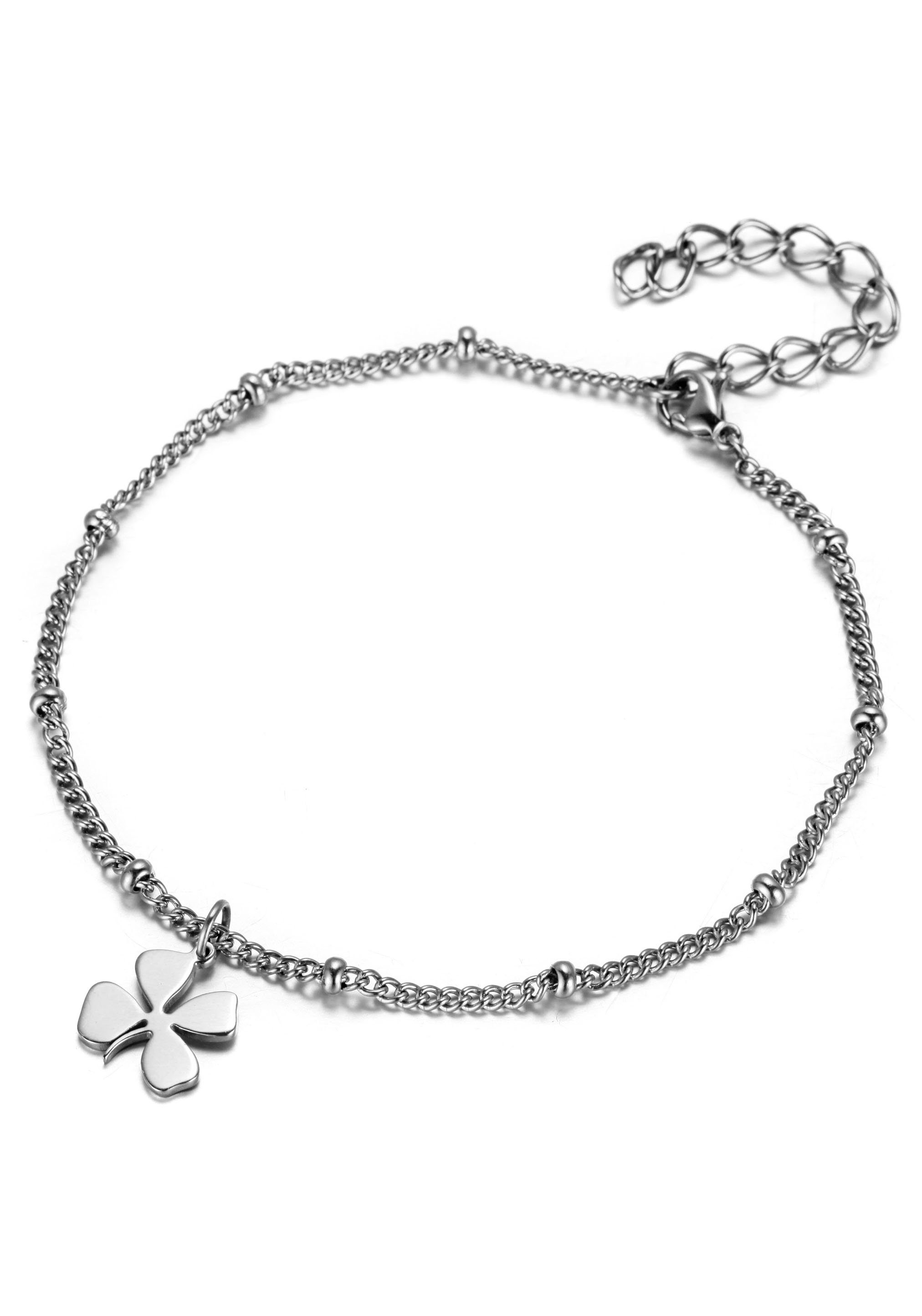 Firetti Fußkette Schmuck Geschenk Körperschmuck Kleeblatt, Panzerkette