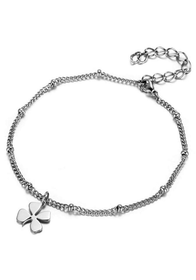 Firetti Fußkette Schmuck Geschenk Körperschmuck Kleeblatt, Panzerkette