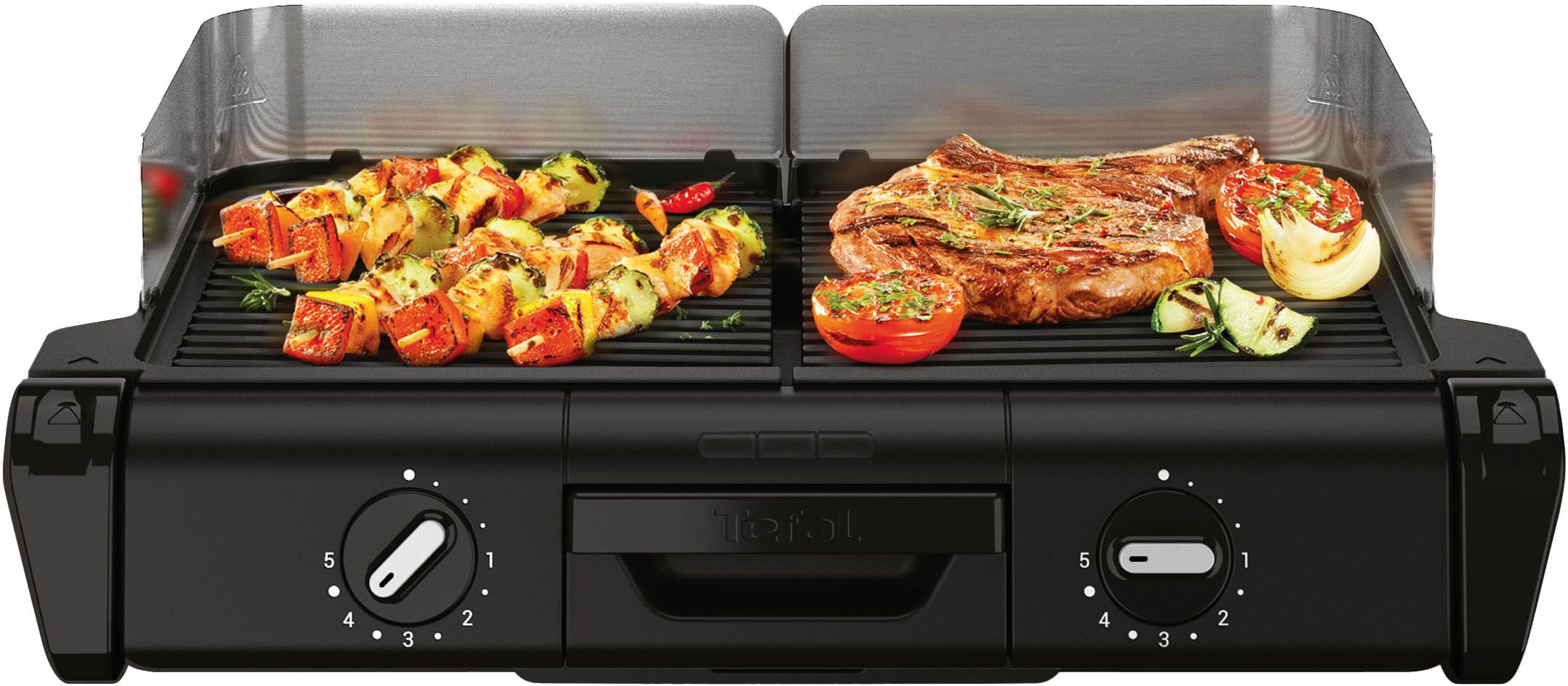 Tefal Tischgrill TG800N Family-Grill, 2400 W, Indoor- & Outdoor-Elektrogrill, 2 Grillplatten, antihaftbesch., 2400 W