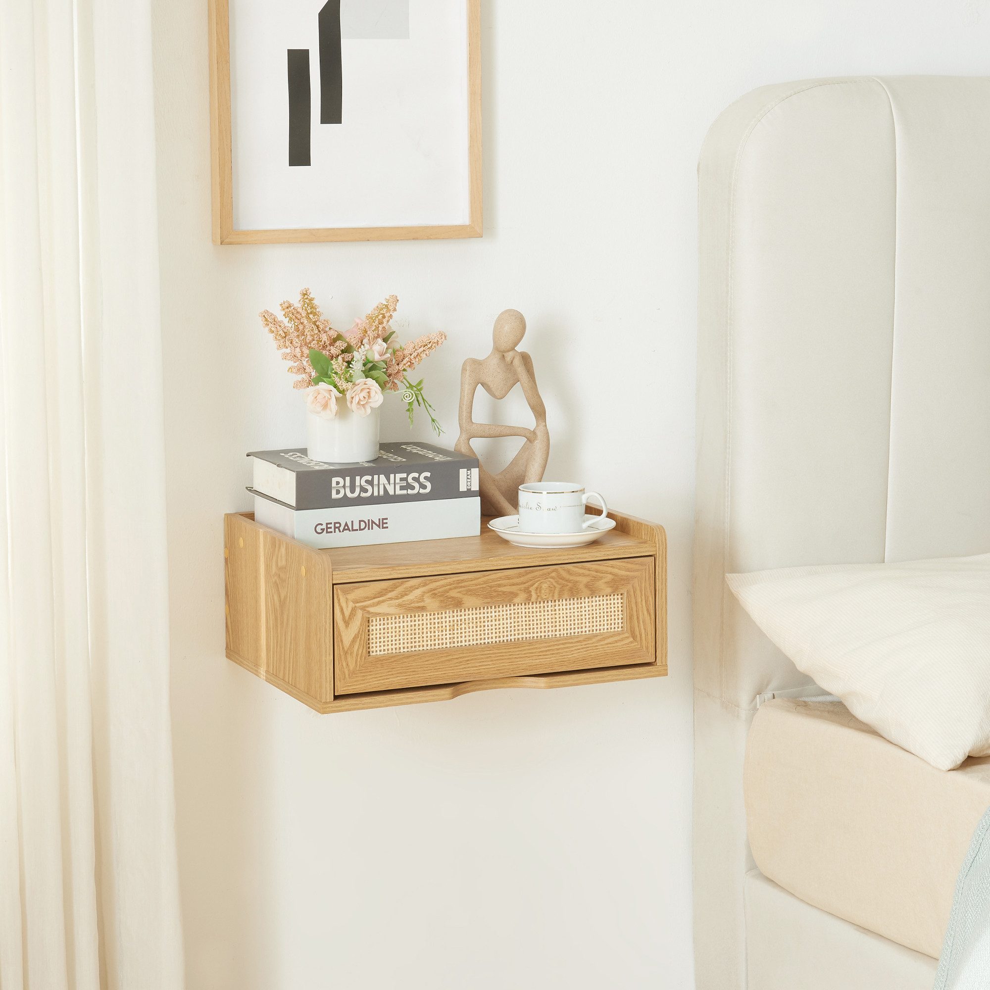 en.casa Wandregal, »Ljuredsø« mit Schublade 40x30x16,5 günstig online kaufen