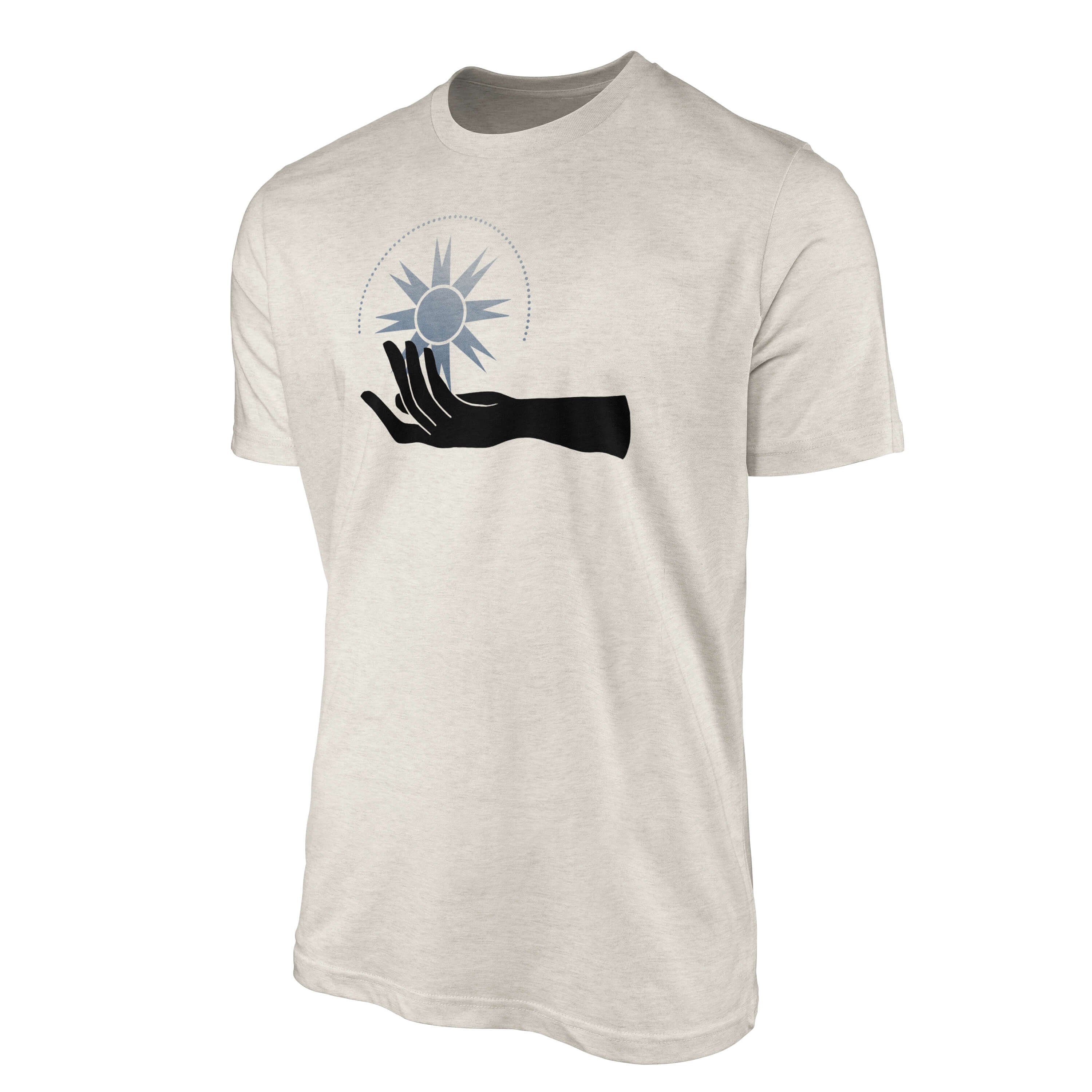 Hand aus Shirt T-Shirt Herren gekämmte 100% Astrologie Stern Bio-Baumwolle Motiv Art (1-tlg) Ökomode Sinus T-Shirt Nachhaltig