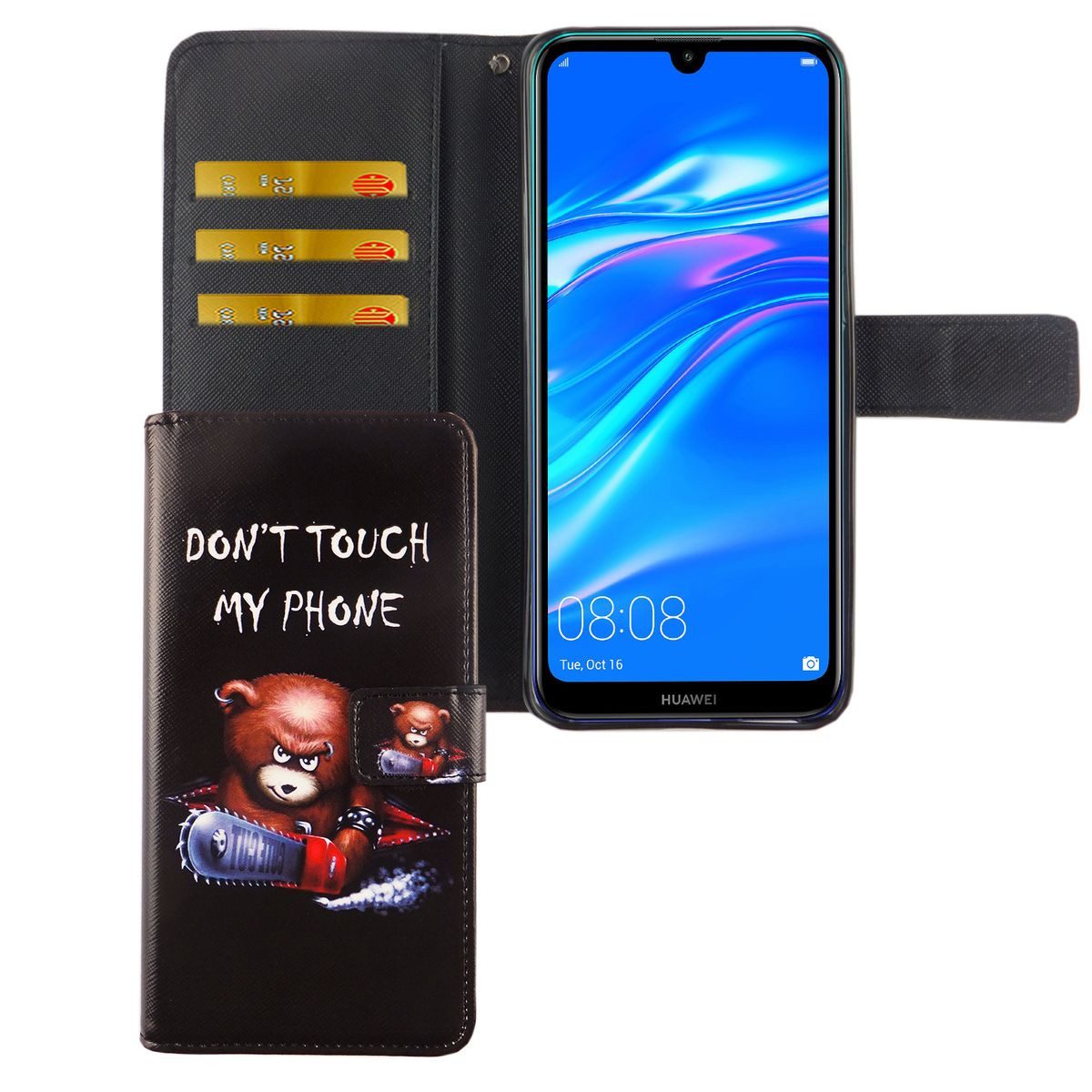König Design Handyhülle Huawei Y7 (2019), Huawei Y7 (2019) Handyhülle Bookcover Schwarz