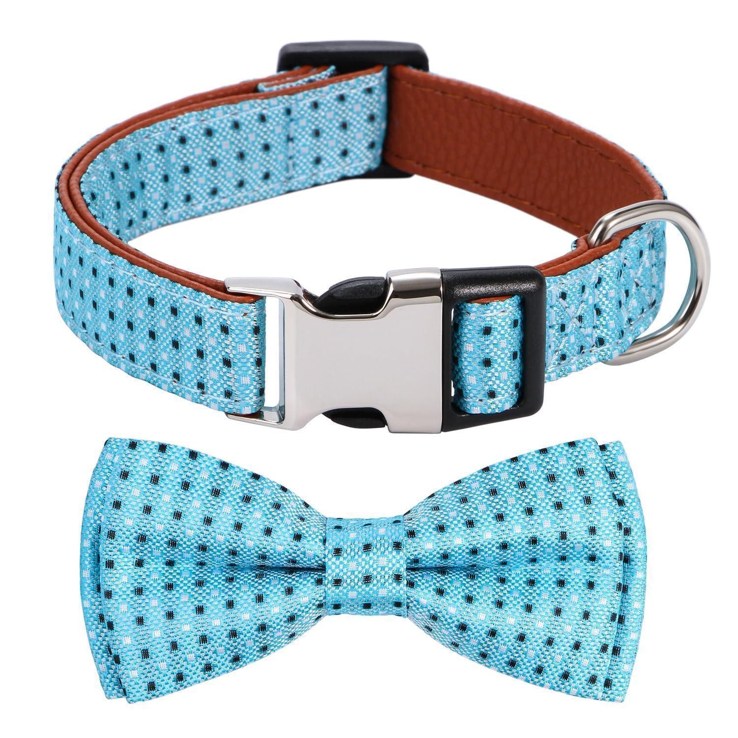 LuxusKollektion Hundefliege Hundehalsband Fliege Kariert Himmelblau L, Textil