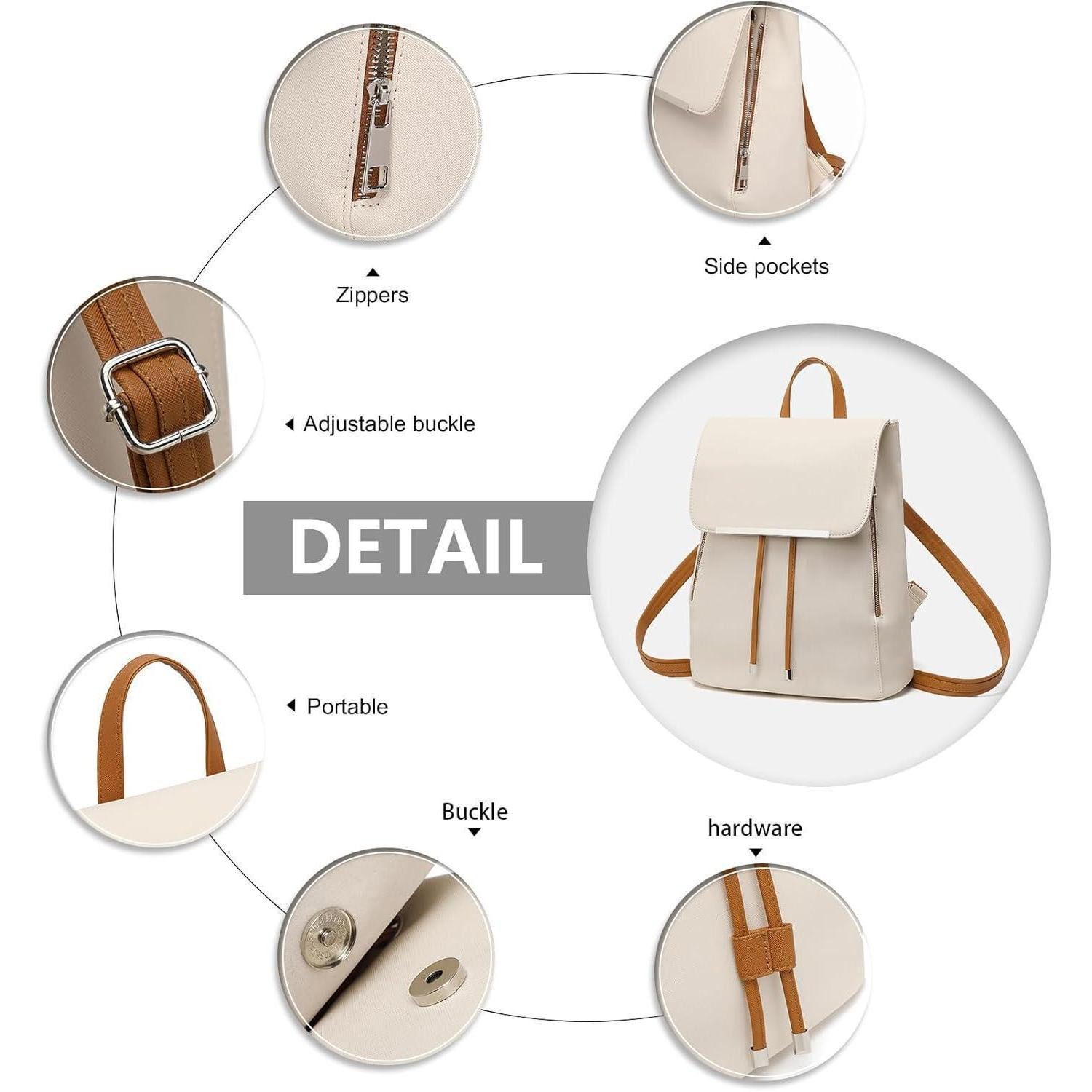 LuxusKollektion Cityrucksack Damen Rucksack Klein PU Leder Cityrucksack wasserdicht - Schwarz