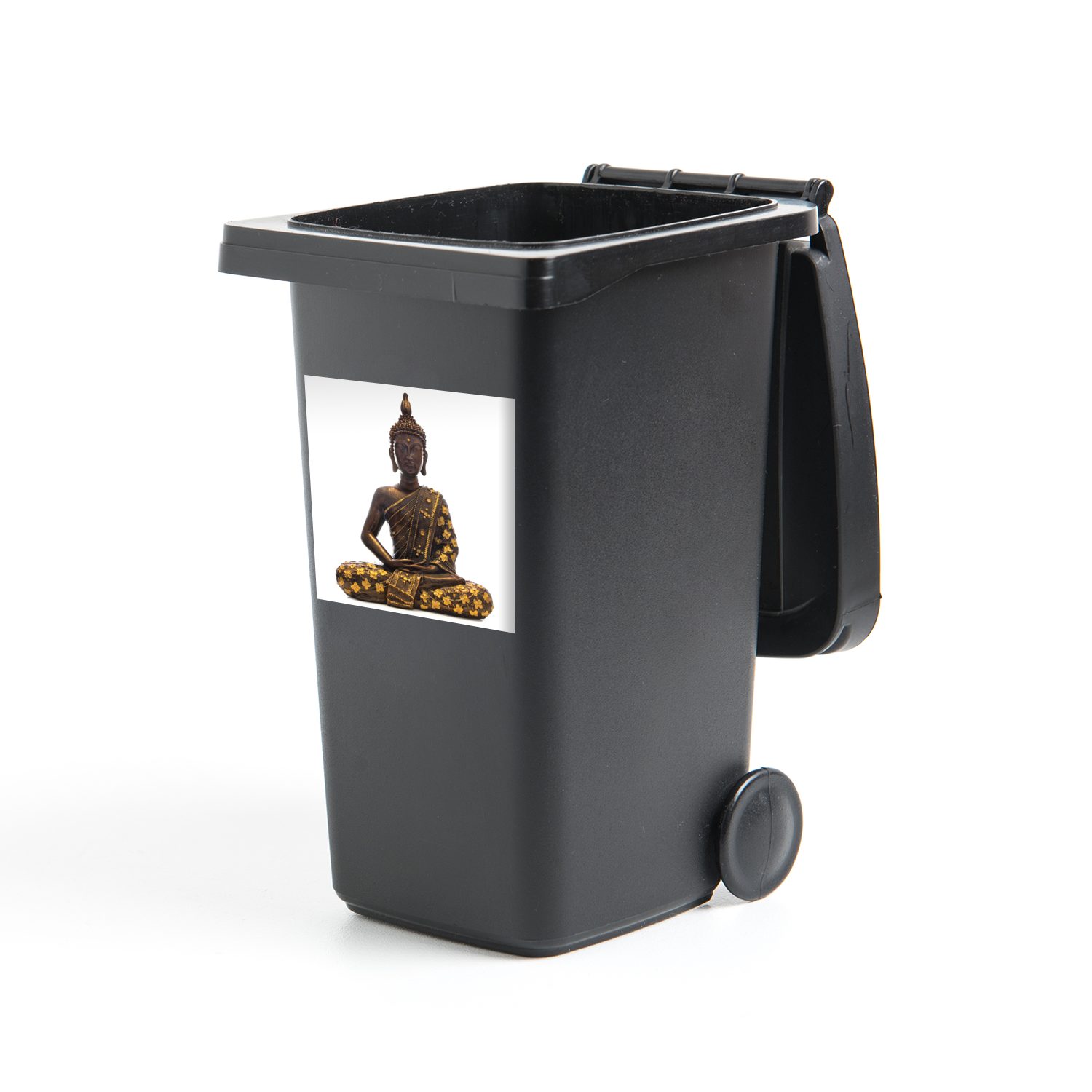 MuchoWow Wandsticker Buddha - Holz - Weiß (1 St), Mülleimer-aufkleber, Mülltonne, Sticker, Container, Abfalbehälter