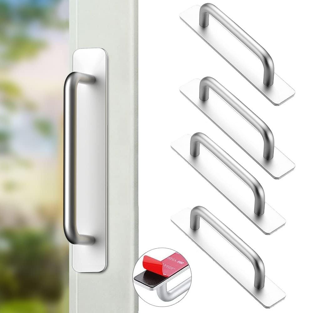 TUWENA Möbelgriff 4 Stück Selbstklebende Möbelgriffe, Aluminium Schrankgriffe Türgriffe, Schubladengriffe für Kleiderschrank, Küche, Schiebetür, Balkontür