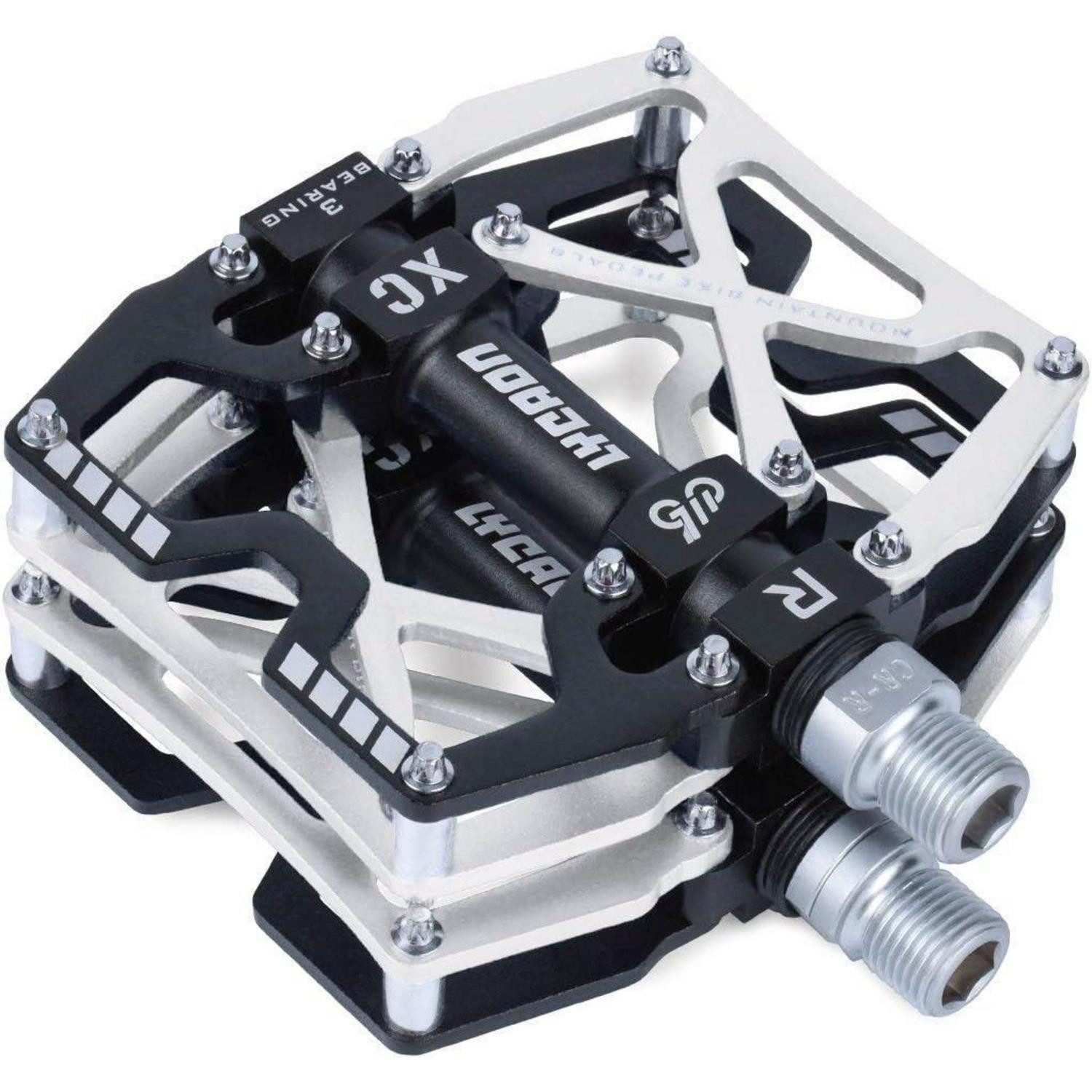 LuxusKollektion Plattformpedale Fahrradpedale MTB BMX CNC Alu CrMo Spindel 3 Lager 9 16 Silber