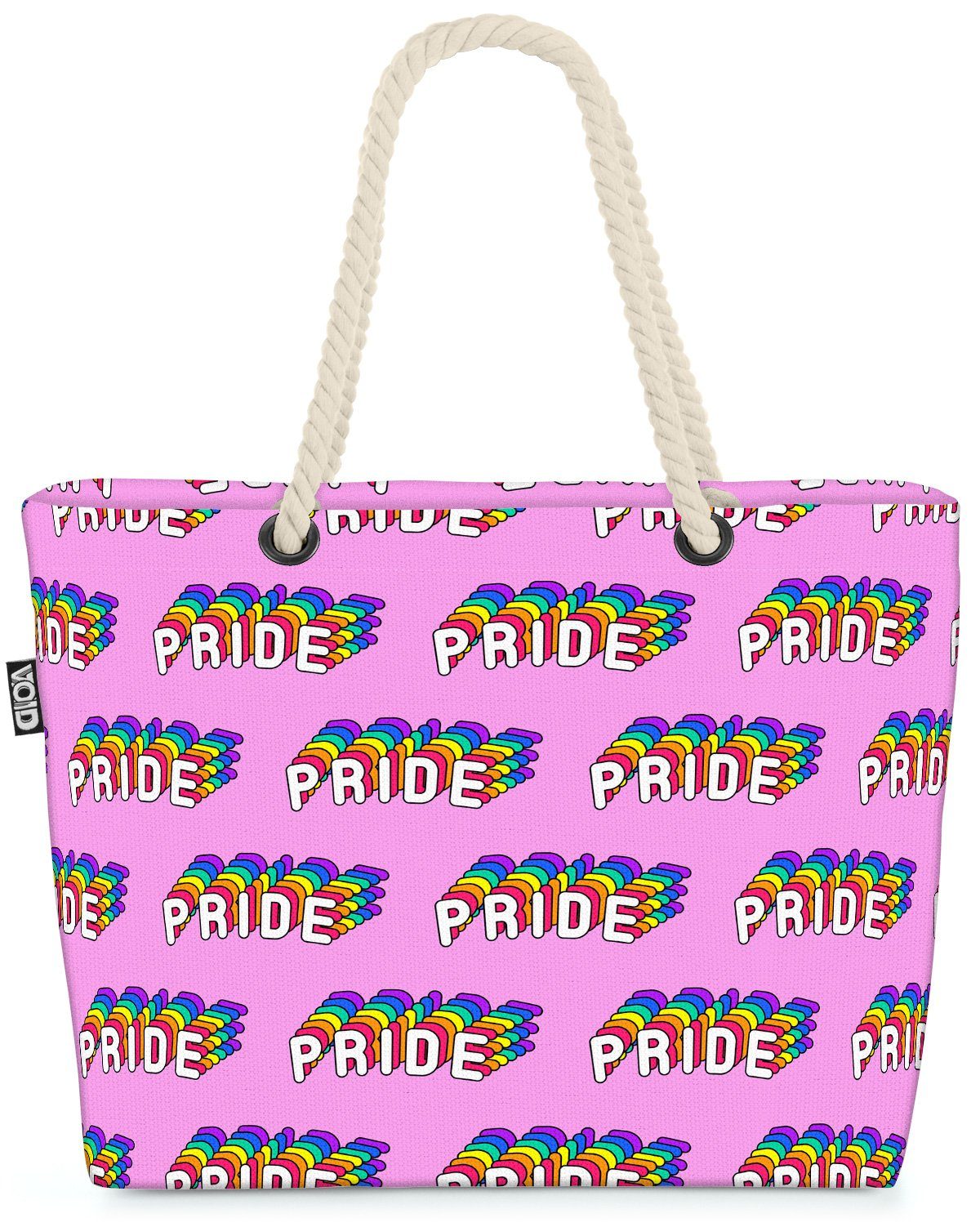 VOID Strandtasche (1-tlg), Pride Pattern Rainbow Schriftzug Muster Comic Gay pride flag parade c