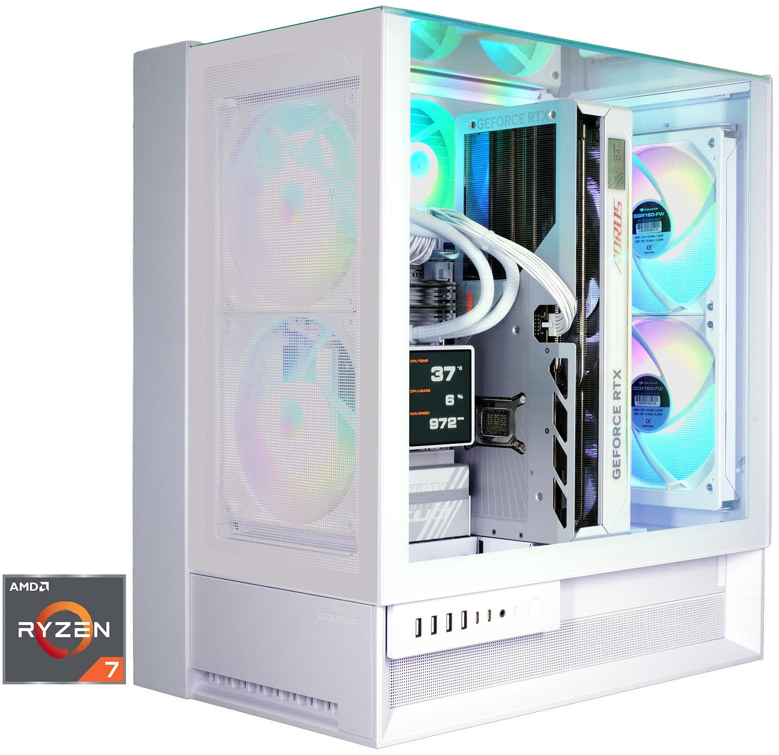 Cougar OmnyX WT 8059 AMD Ryzen 7 9700X 32GB DDR5 2TB SSD RTX 5080 Gaming-PC (AMD Ryzen 7 9700X, RTX 5080, 32 GB RAM, 2000 GB SSD, Wasserkühlung, Windows 11, DDR5 RAM, Wasserkühlung)