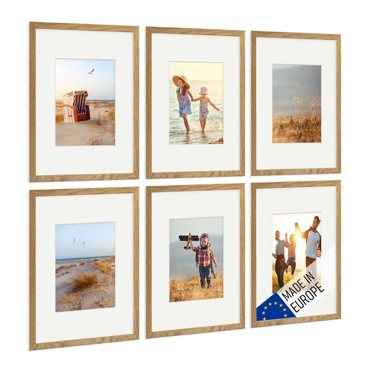 PHOTOLINI Bilderrahmen Echtholz 6er Set 21x30 cm / A4 mit Passepartout, mit Acrylglas. Reduzierter Preis € 89,99. Unverbindliche Preisempfehlung € 106,99