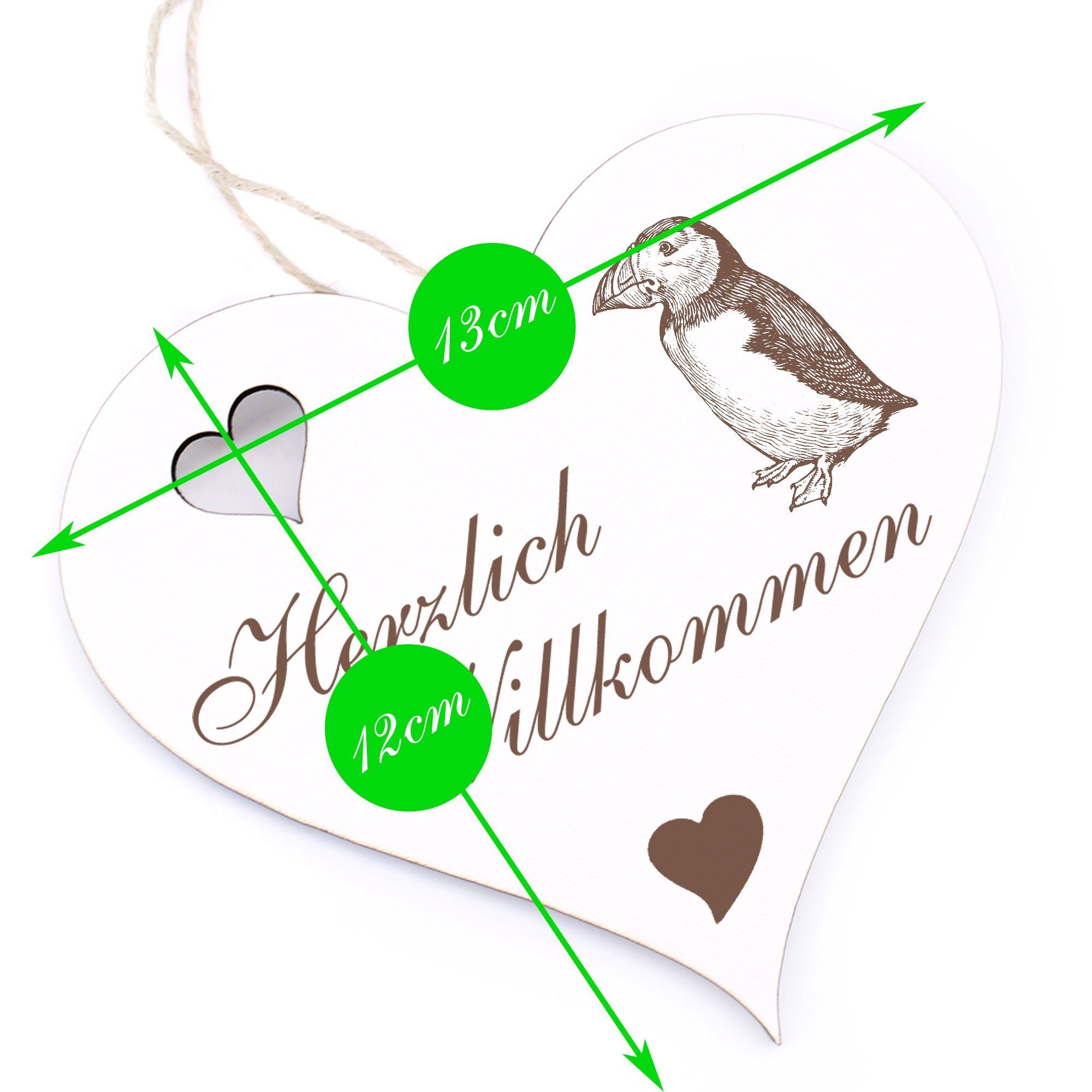 Dekolando Hängedekoration Herzlich Willkommen - Puffin - Papageitaucher 13x12cm