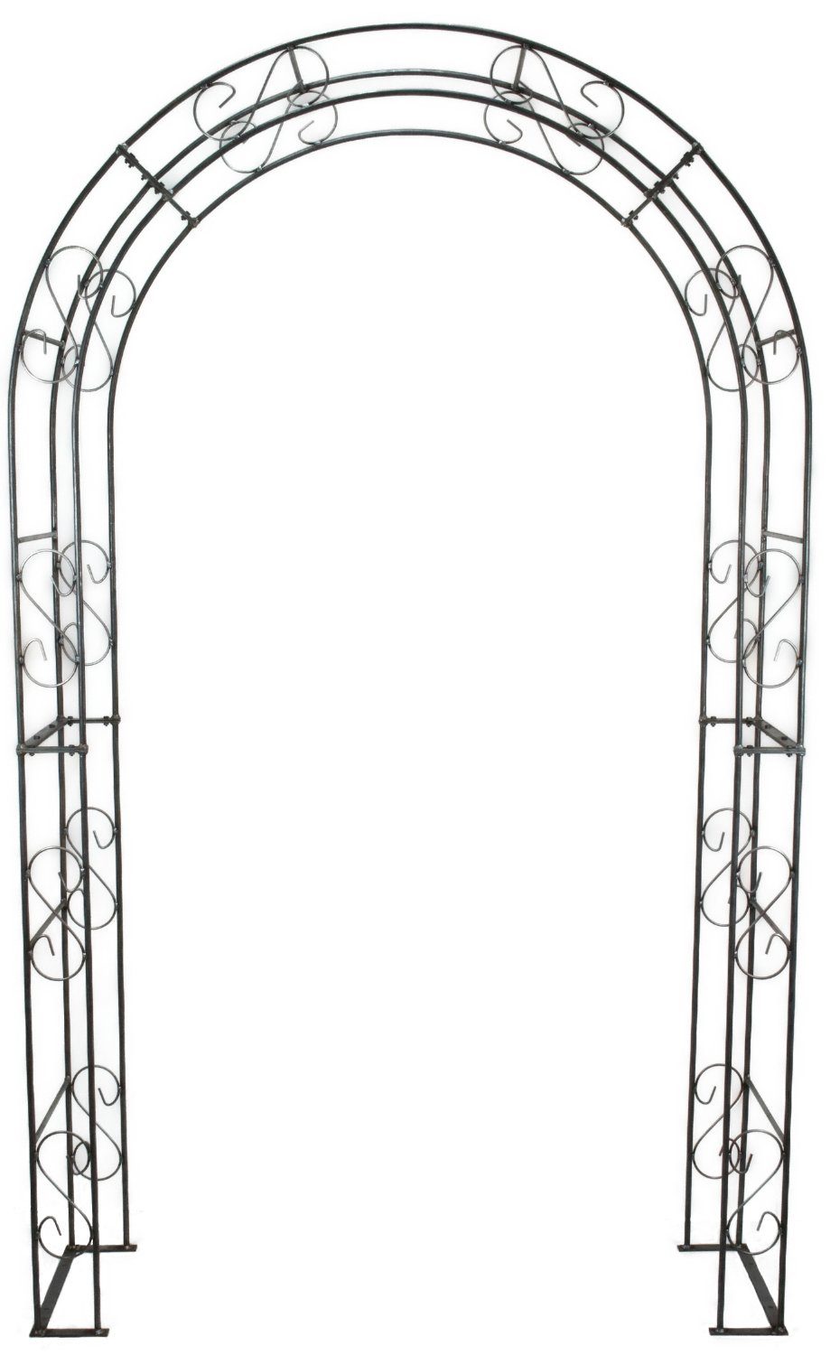 Hirsch Terracotta Rosenbogen Rosenbogen GUSTAV roh Breite 140 cm RUND 5-tlg, 12 mm Vollmaterial unbehandelt, BxHxT 140x235x40 cm, massiv 6-fach verschraubt