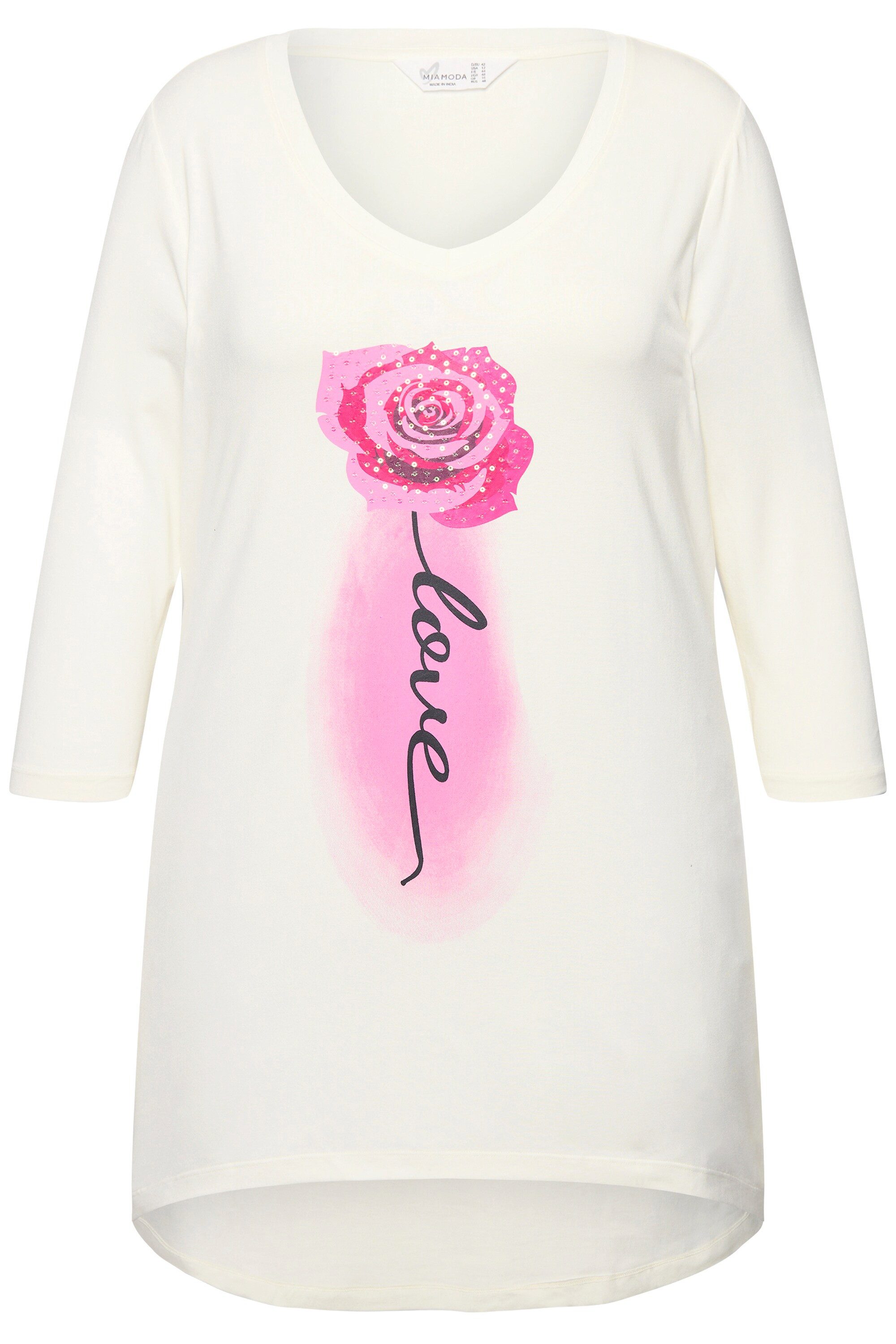 MIAMODA T-Shirt T-Shirt A-Linie Rosen-Motiv 3/4-Ärmel günstig online kaufen