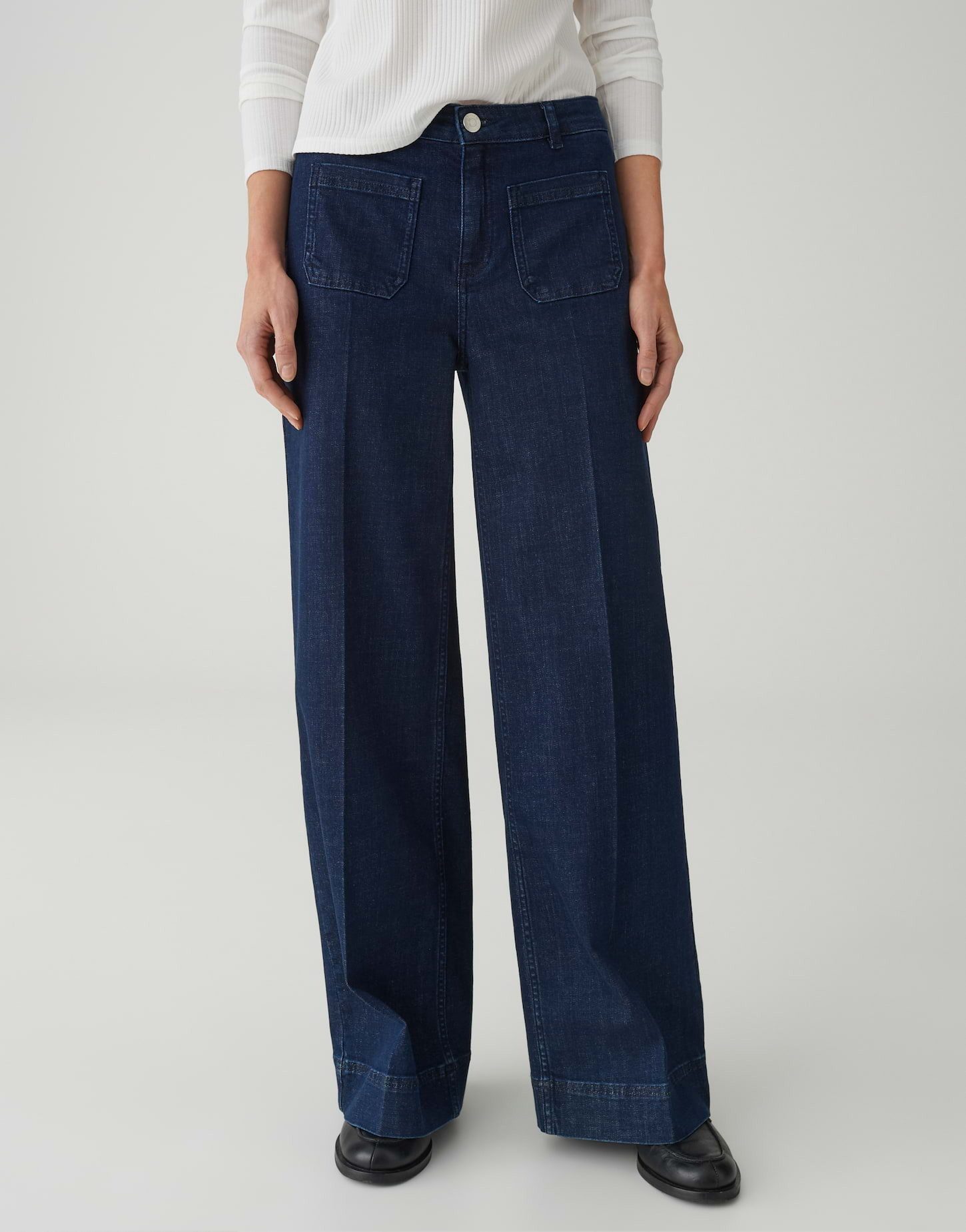 OPUS Palazzohose MIVA AUTHENTIC aus BCI Cotton Mix Mid Rise Sehr weiter Beinverlauf, fester Griff, leicht elastischer Stoff