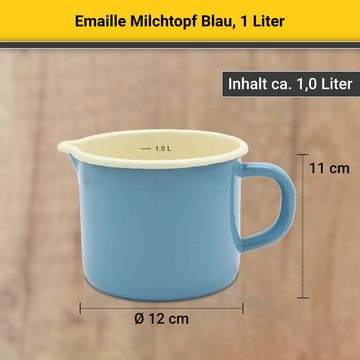 Krüger Milchtopf, Emaille (1-tlg), Literskala, 1 Liter, für Induktions-Kochfelder geeignet