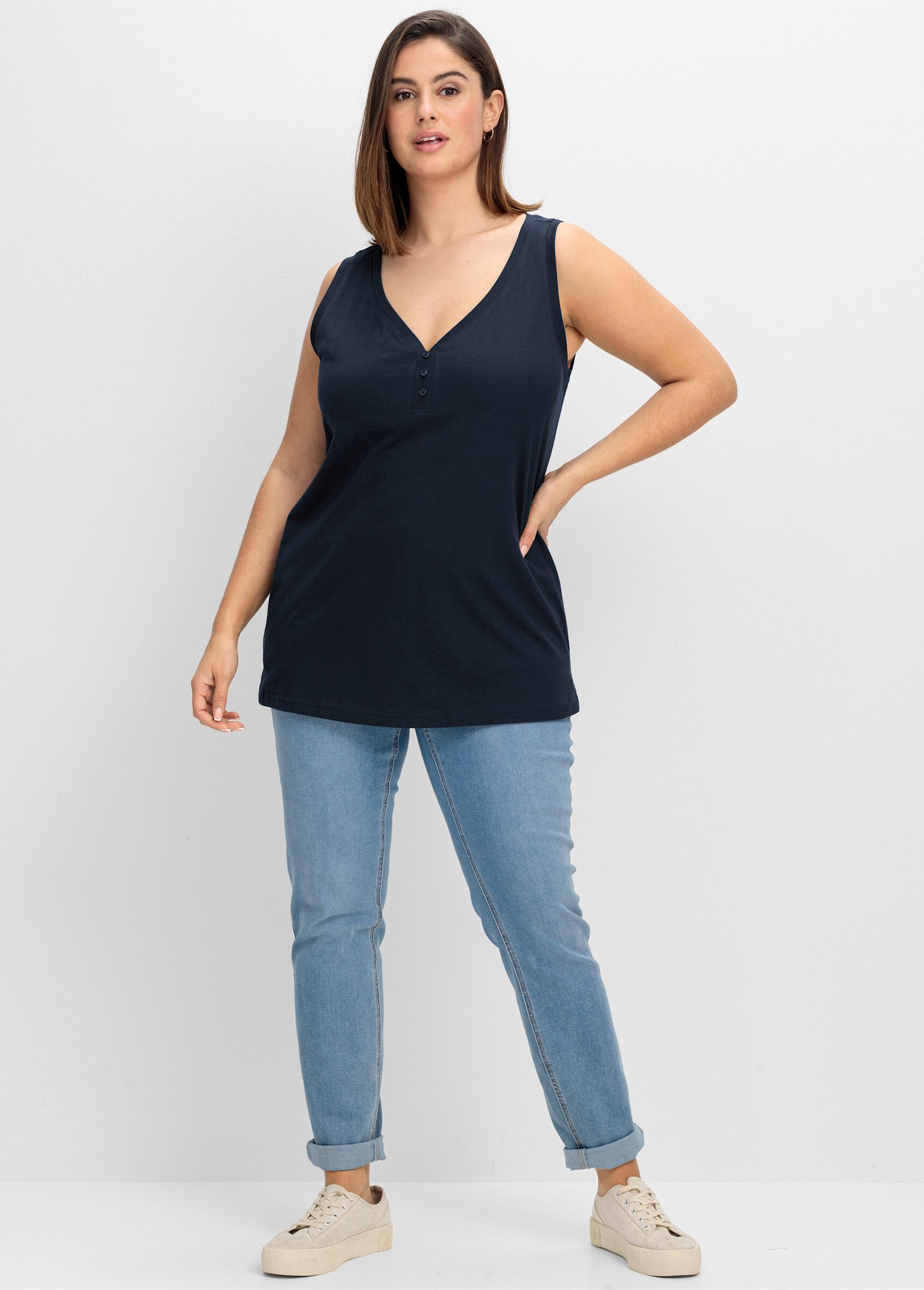 Sheego Shirttop Tanktop Ärmellos günstig online kaufen